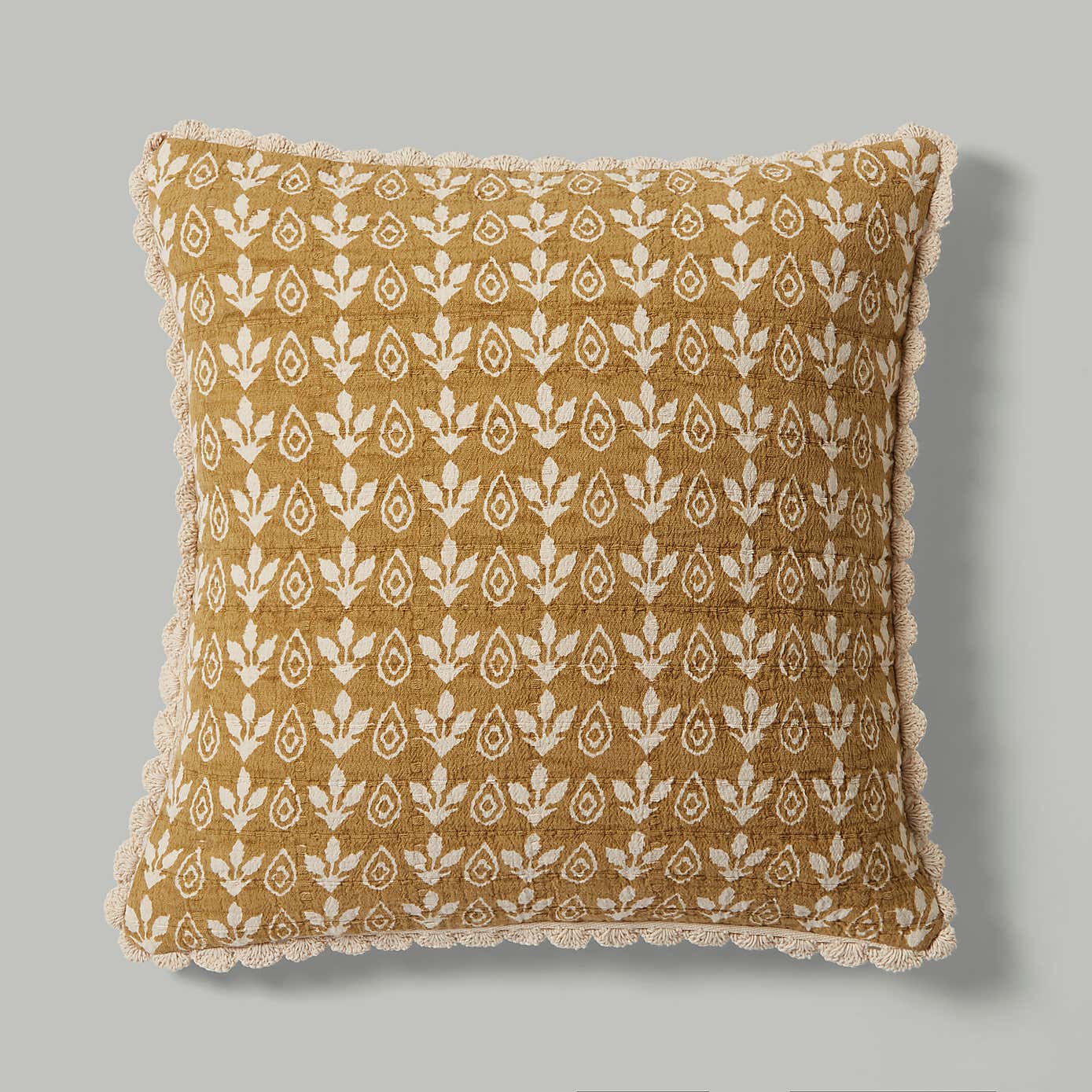 Matalasse Block Print Cotton Square Cushion Cover
