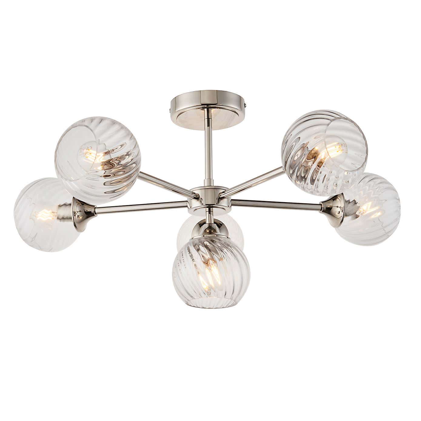 Vogue Asher Art Deco 6 Light Semi Flush Ceiling Light