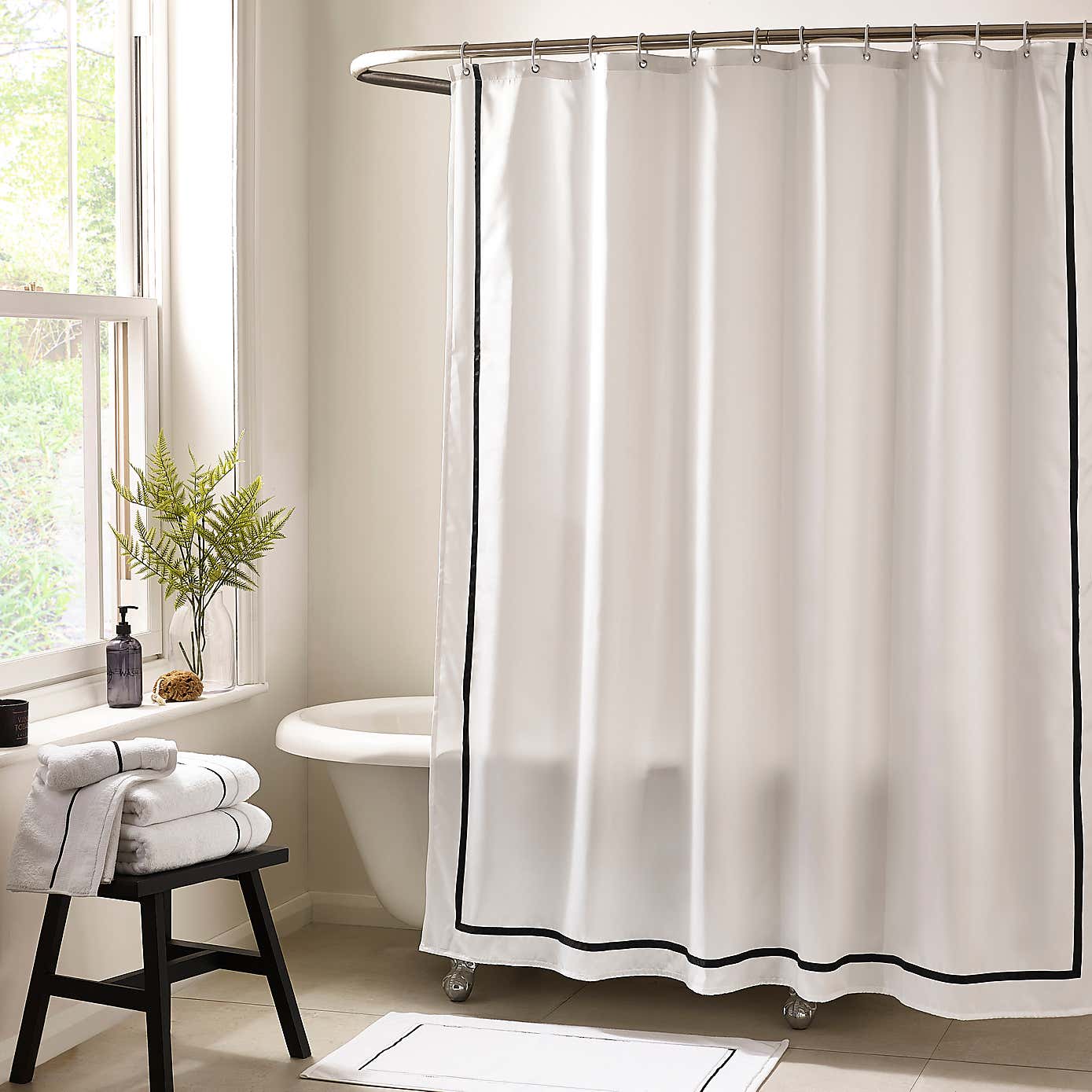 Monochrome Stitch Shower Curtain