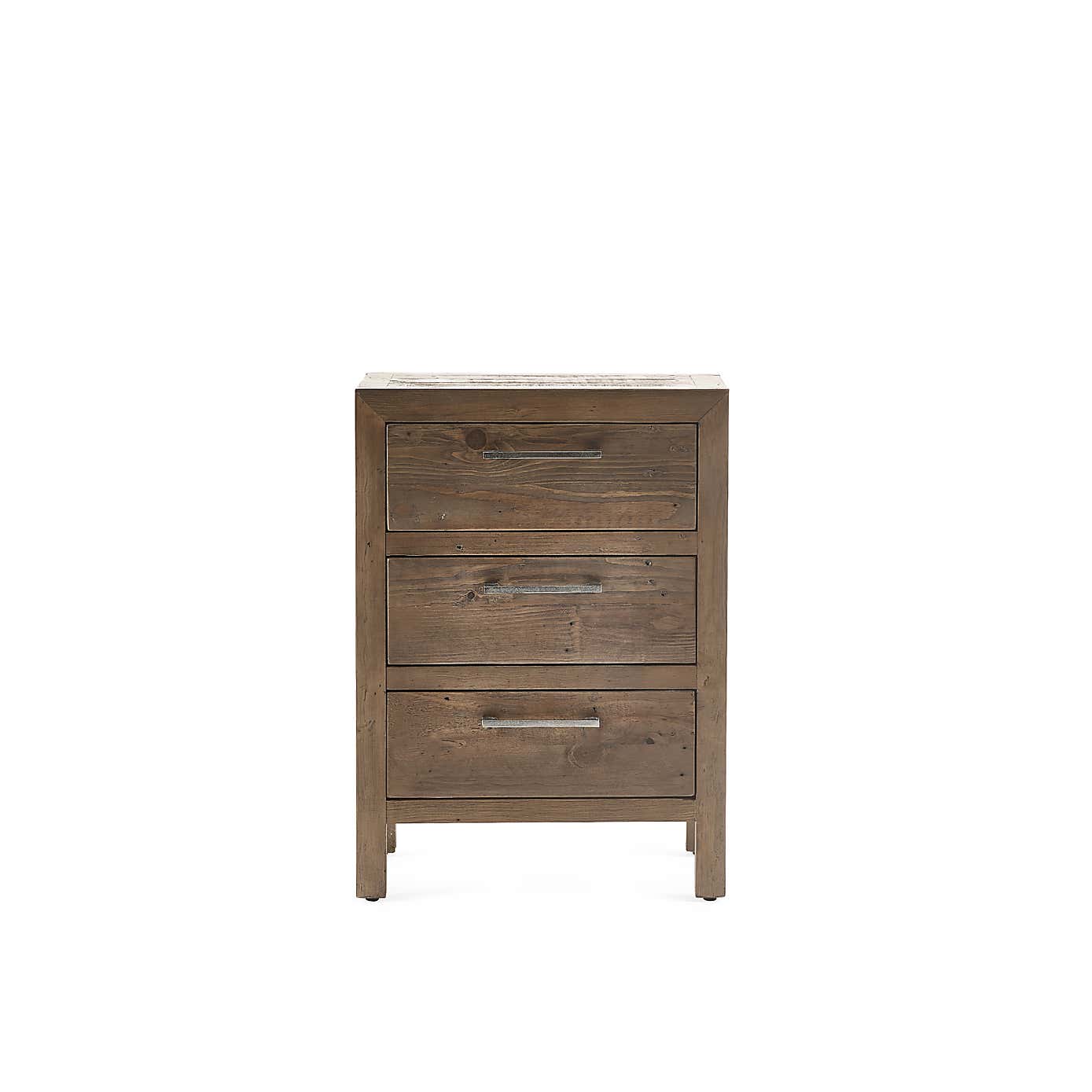 Homer 3 Drawer Bedside Table, Pine