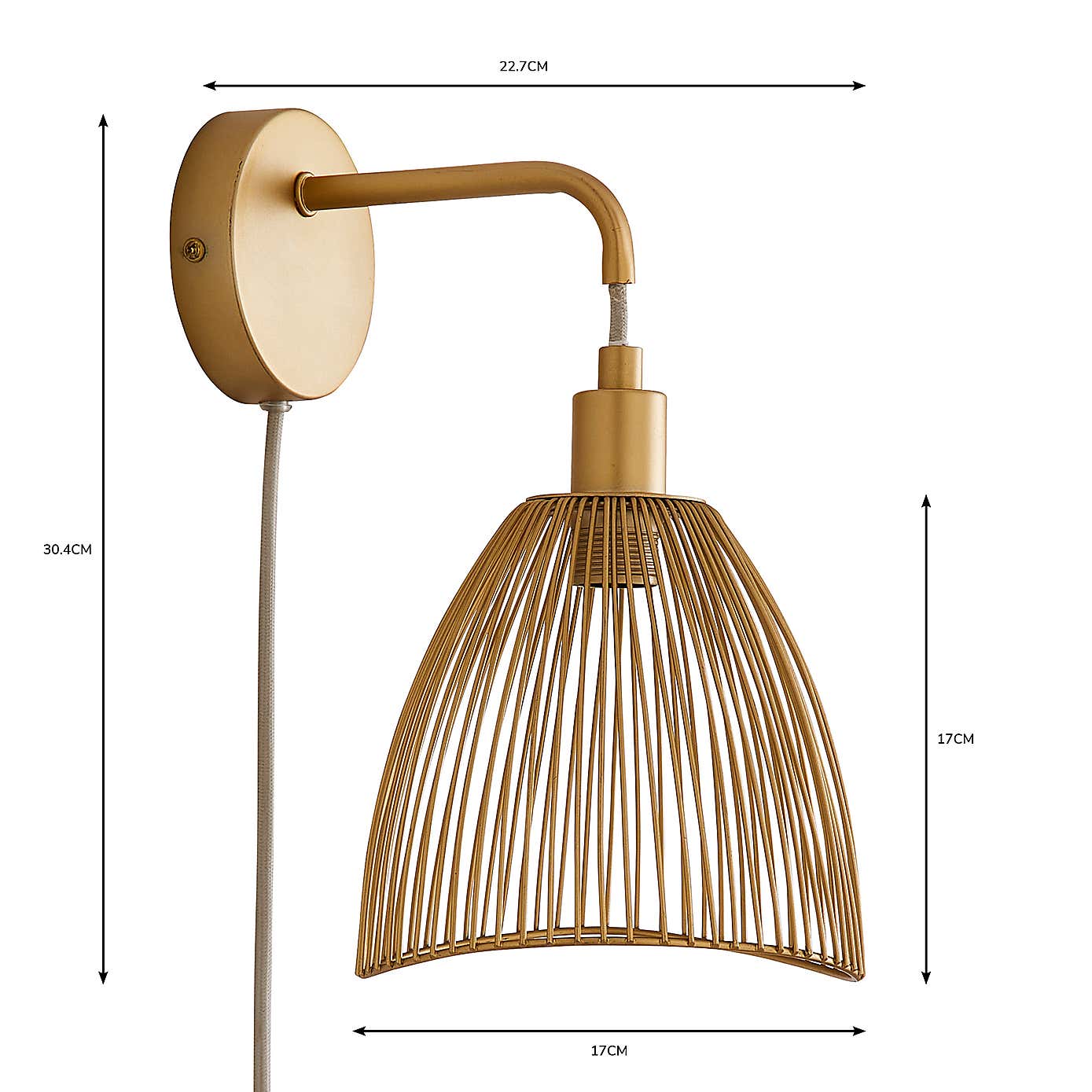 Elements Jaula Rattan Easy Fit Plug In Wall Light