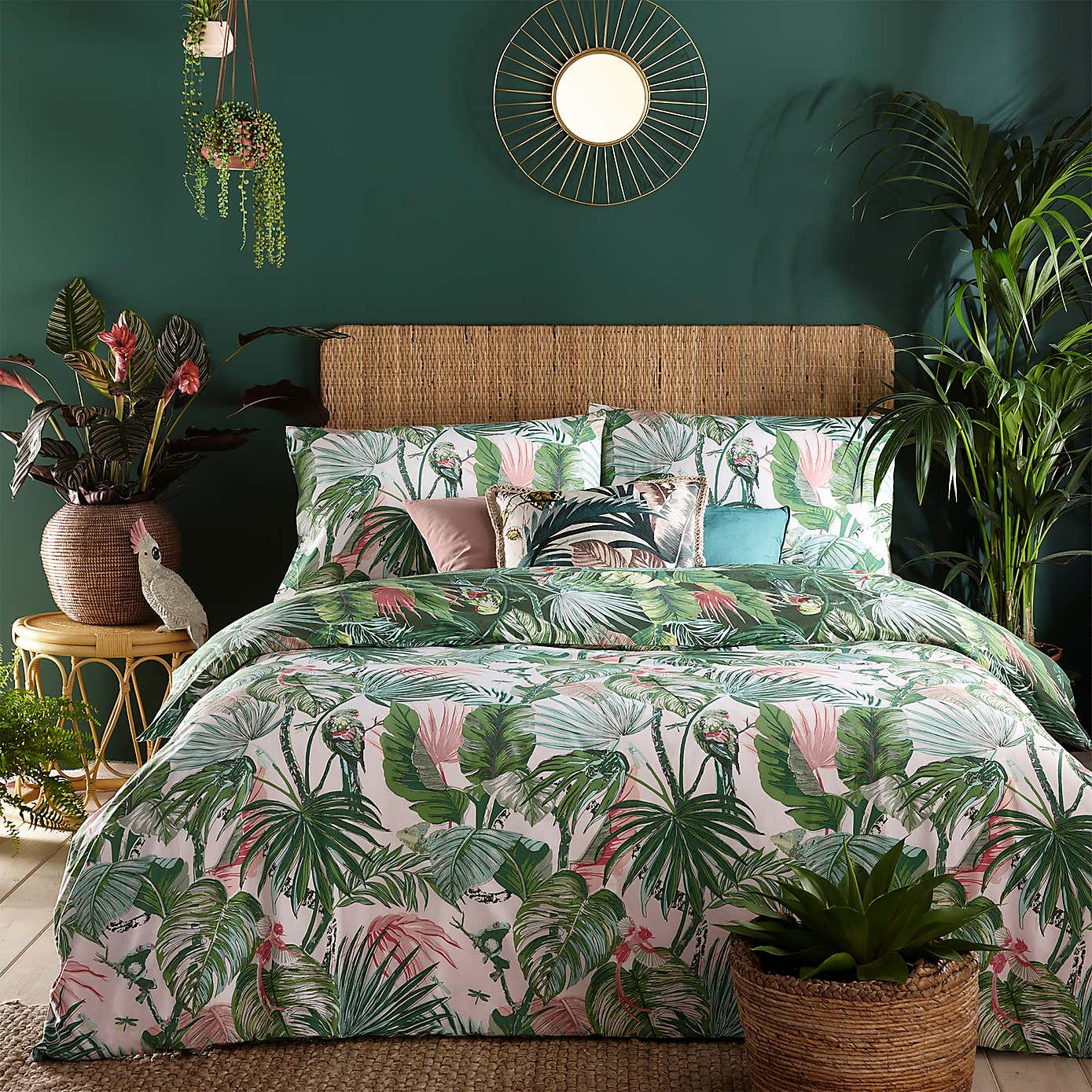 Furn. Amazonia Jade Floral Reversible Duvet Cover and Pillowcase Set