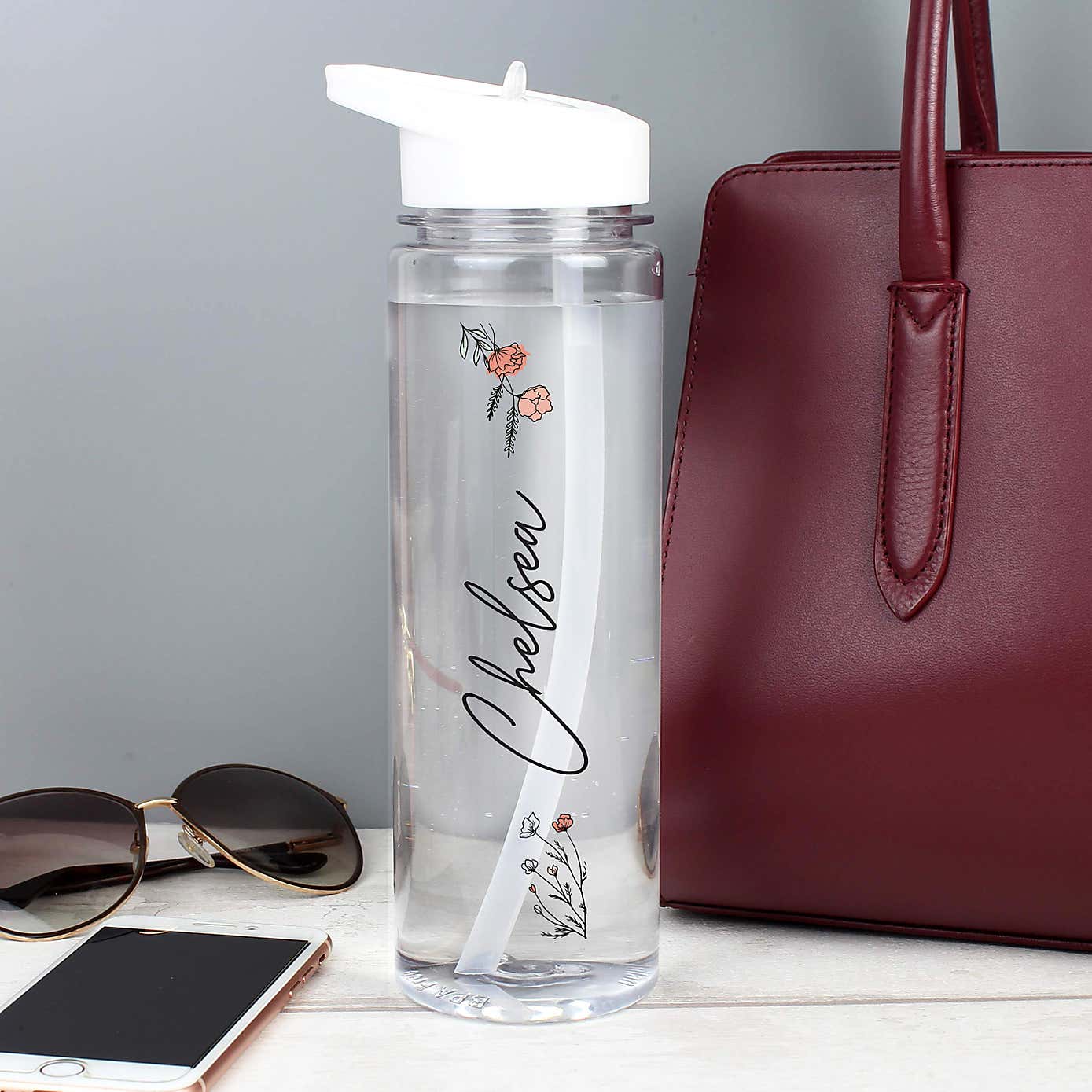 Personalised Floral Water Bottle