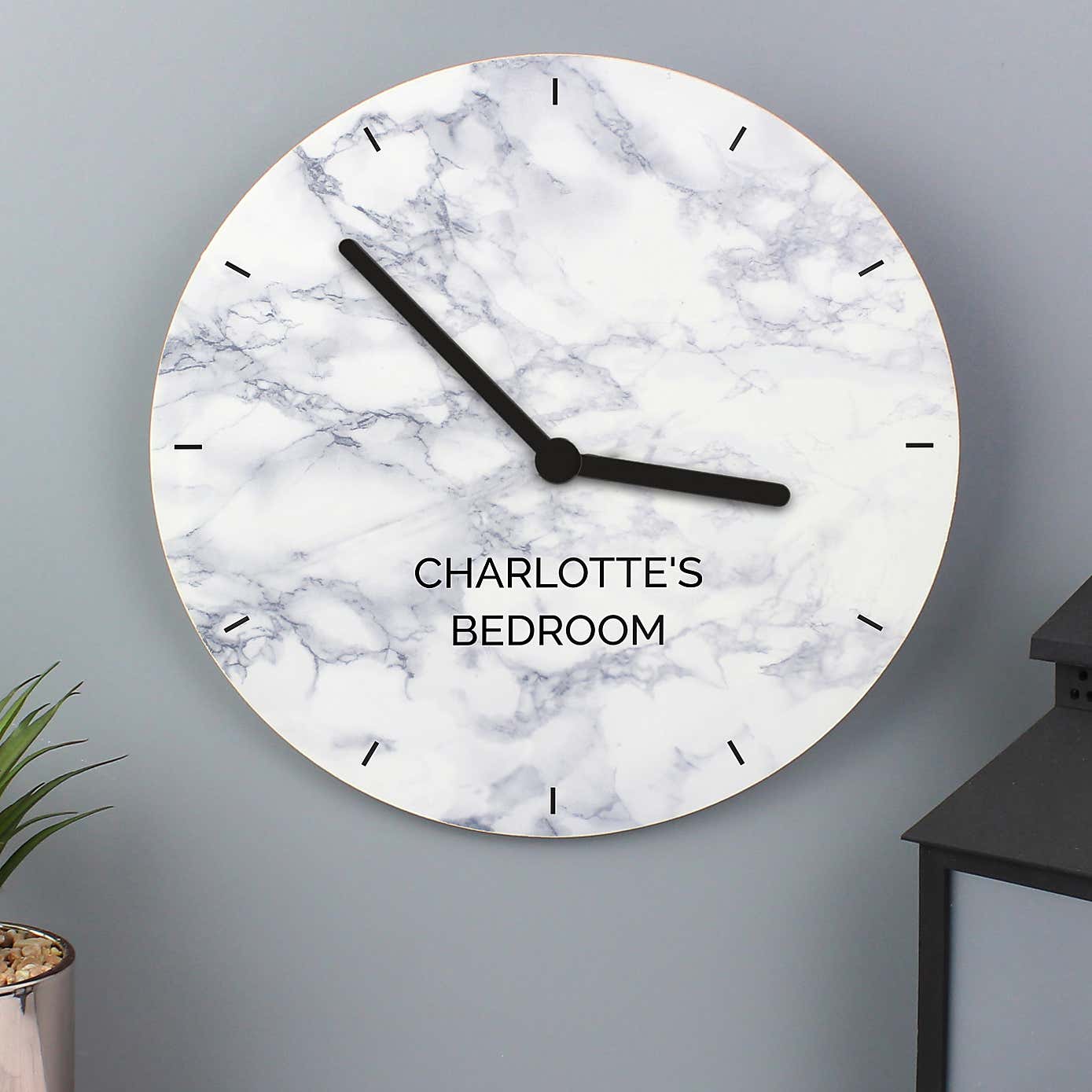 Personalised Marble Effect Wooden Clock
