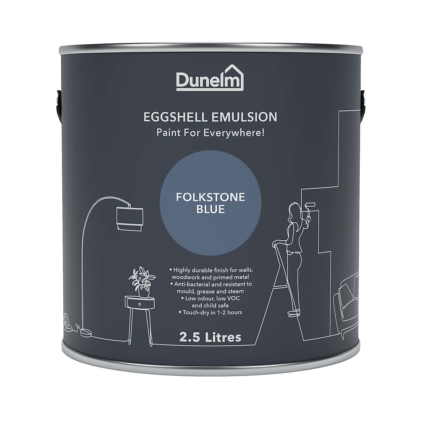 Dunelm Folkstone Blue Eggshell Emulsion Paint