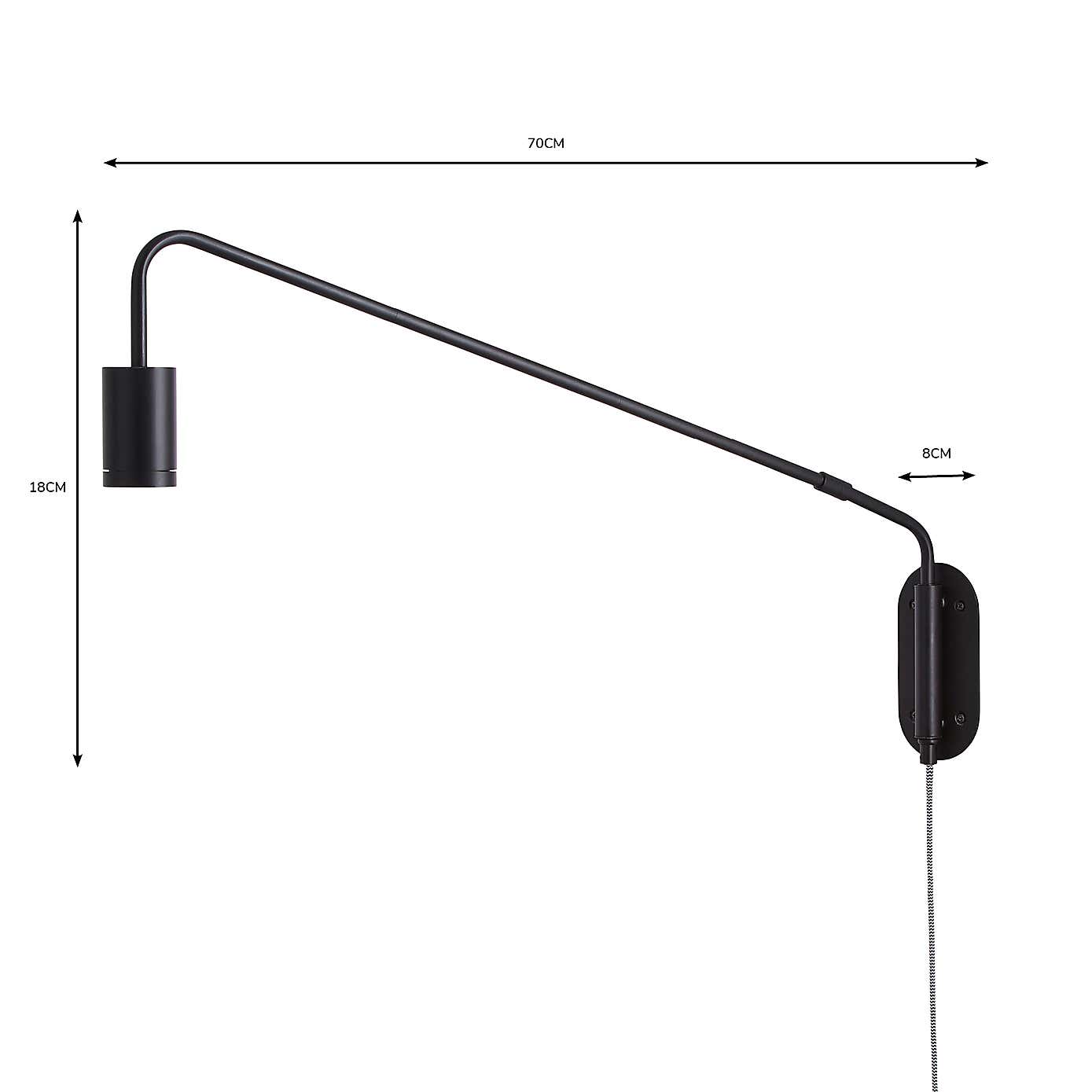 Braddy Arc Plug in Wall Light