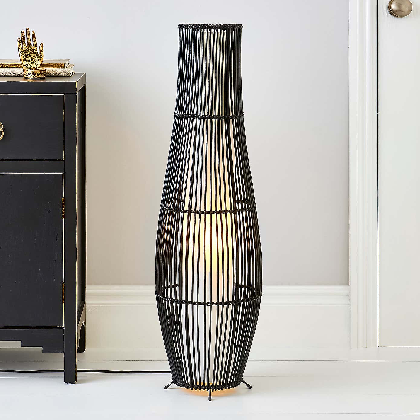 Alec Rattan Black Floor Lamp