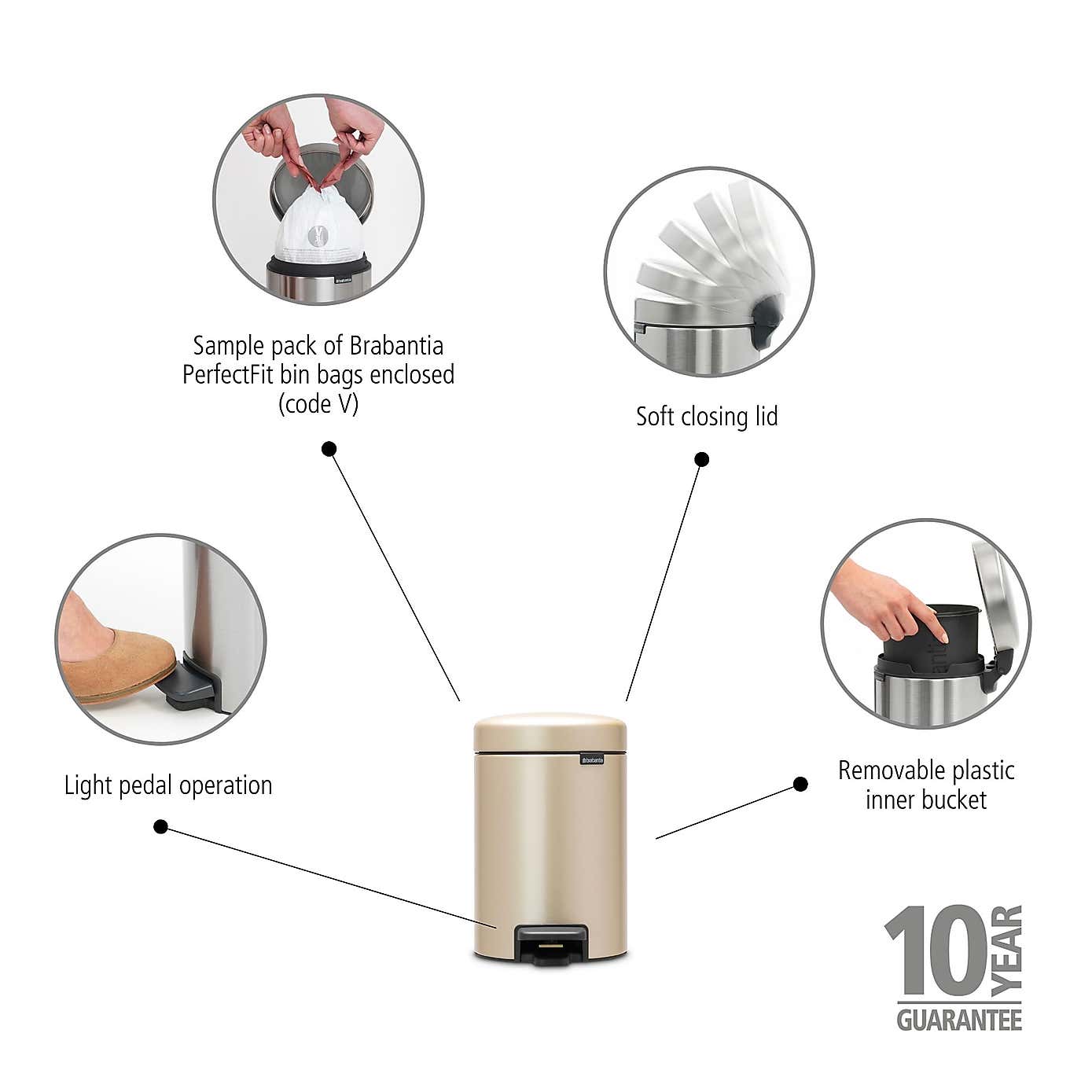 Brabantia NewIcon 3L Pedal Bin