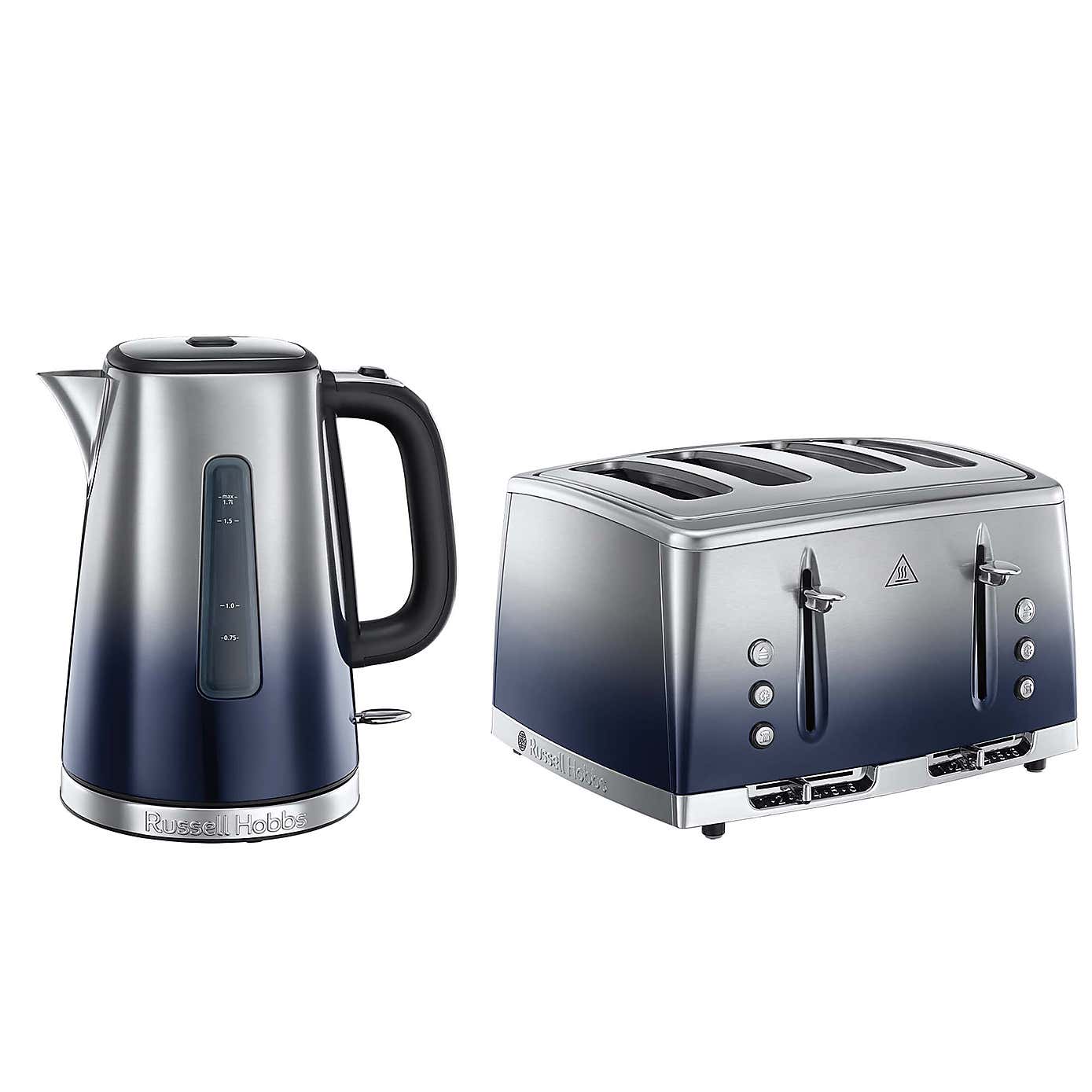 Russell Hobbs Eclipse Blue Kettle & 4 Slice Toaster