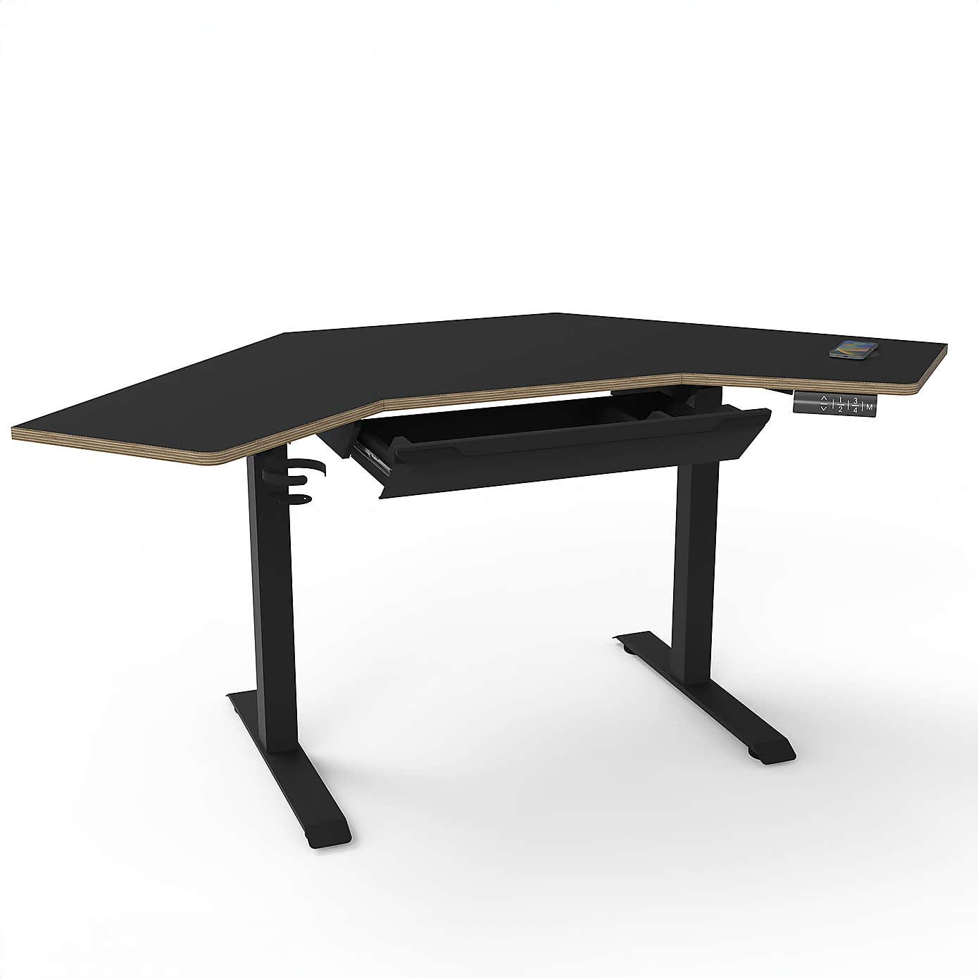 Gino Corner Height Adjustable Desk with Drawer