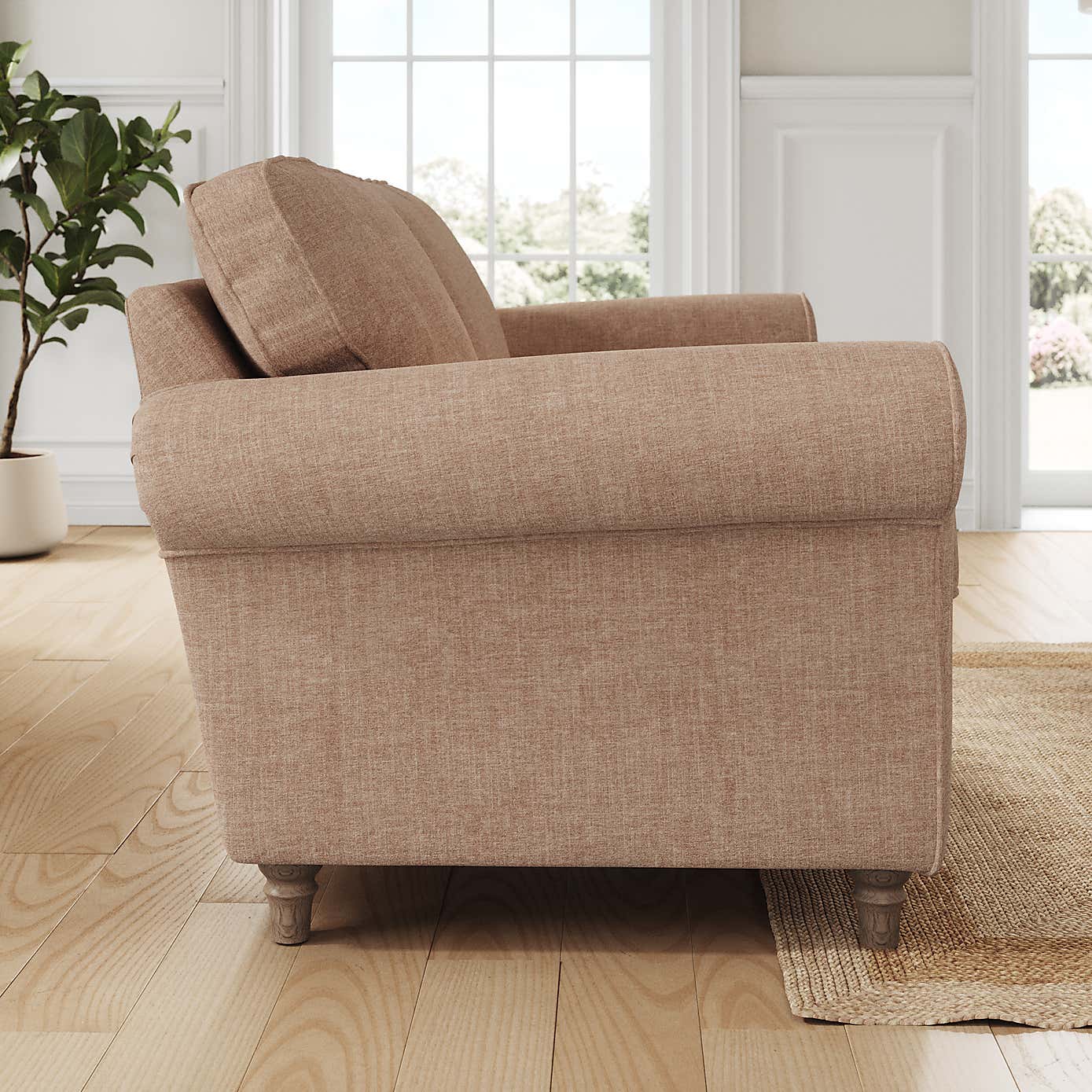 Flori 3 Seater Sofa, Tonal Plush Chenille