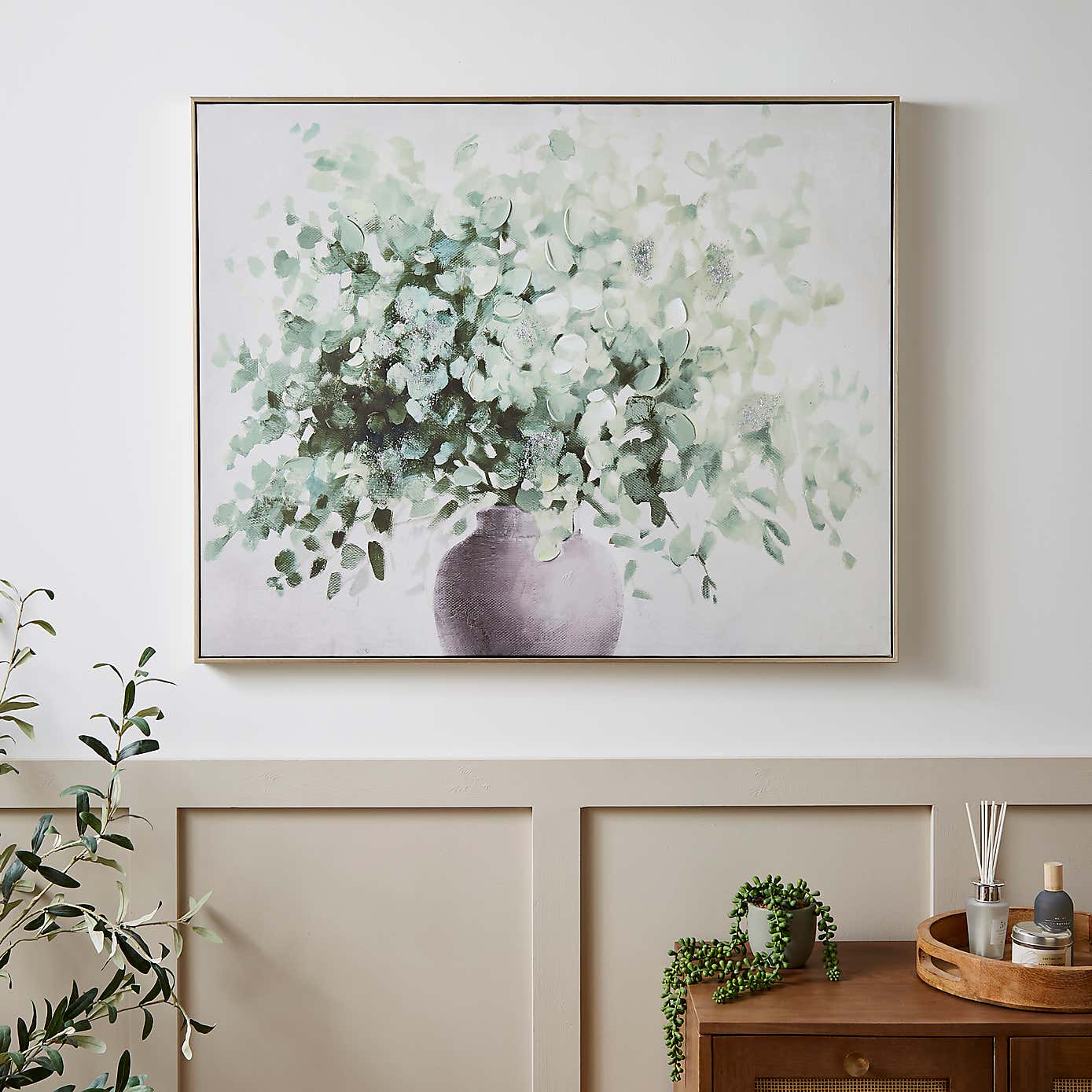 Churchgate Green Florals Capped Canvas 80x100cm