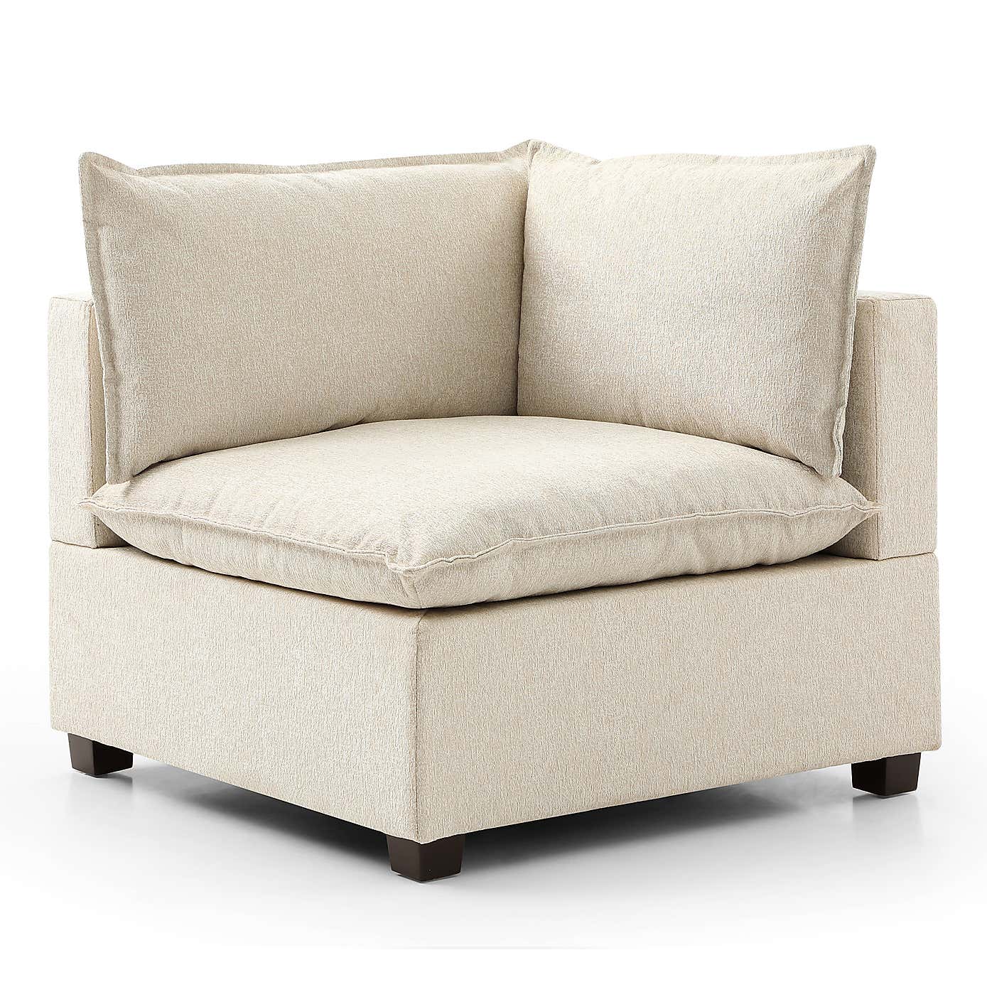 Moda Corner Modular Sofa with Chaise, Natural Boucle