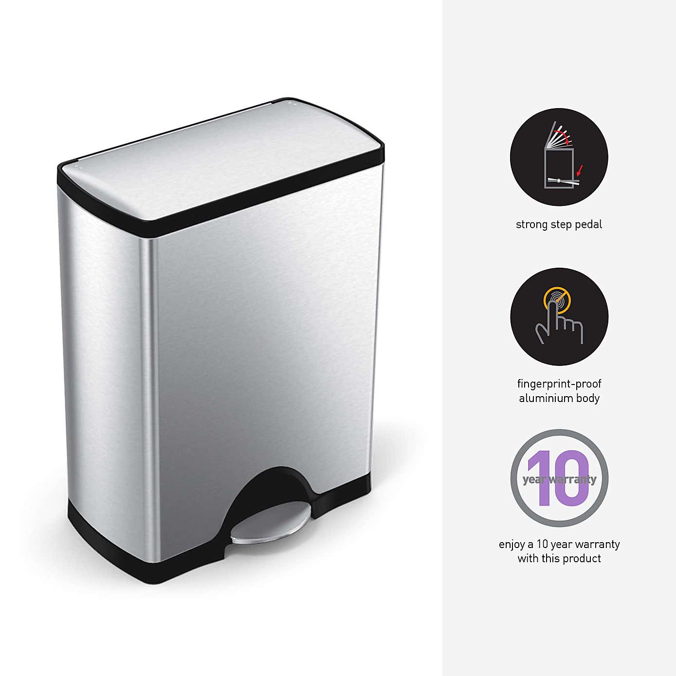 simplehuman 50 Litre Rectangular Pedal Bin