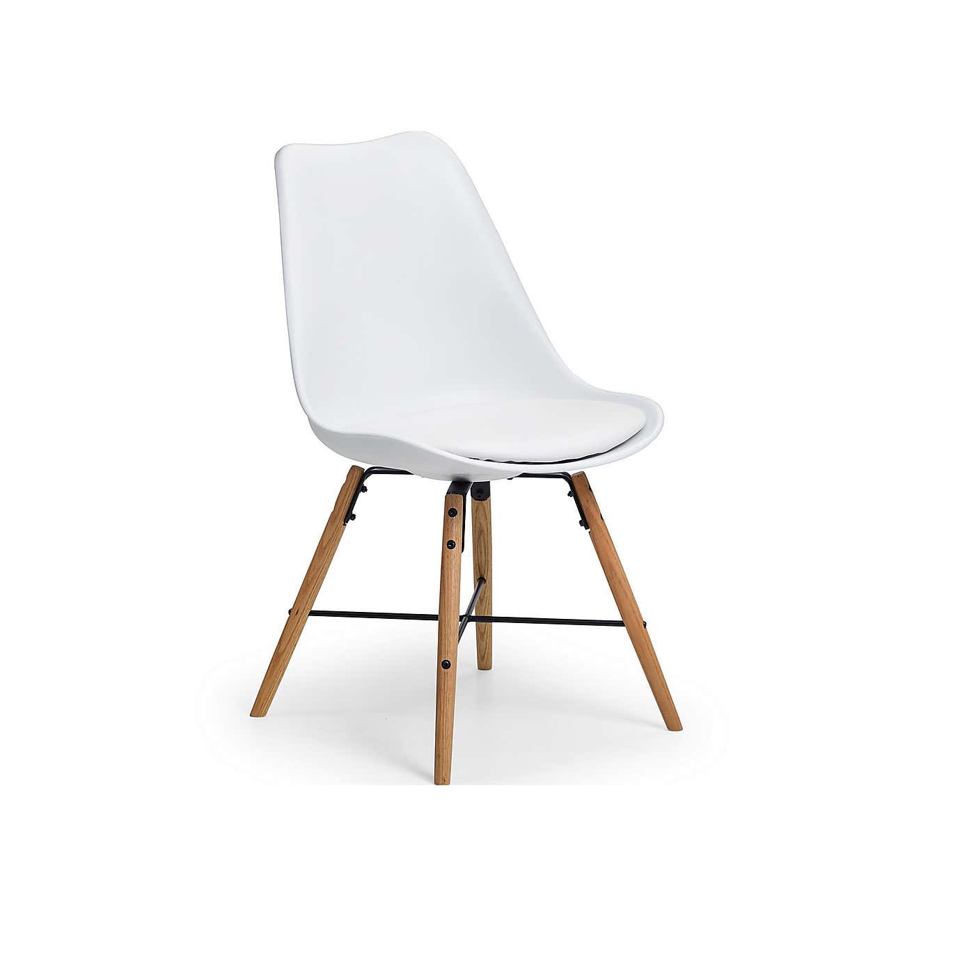 Blanco Round White Pedestal Dining Table with 4 Kari Dining Chairs