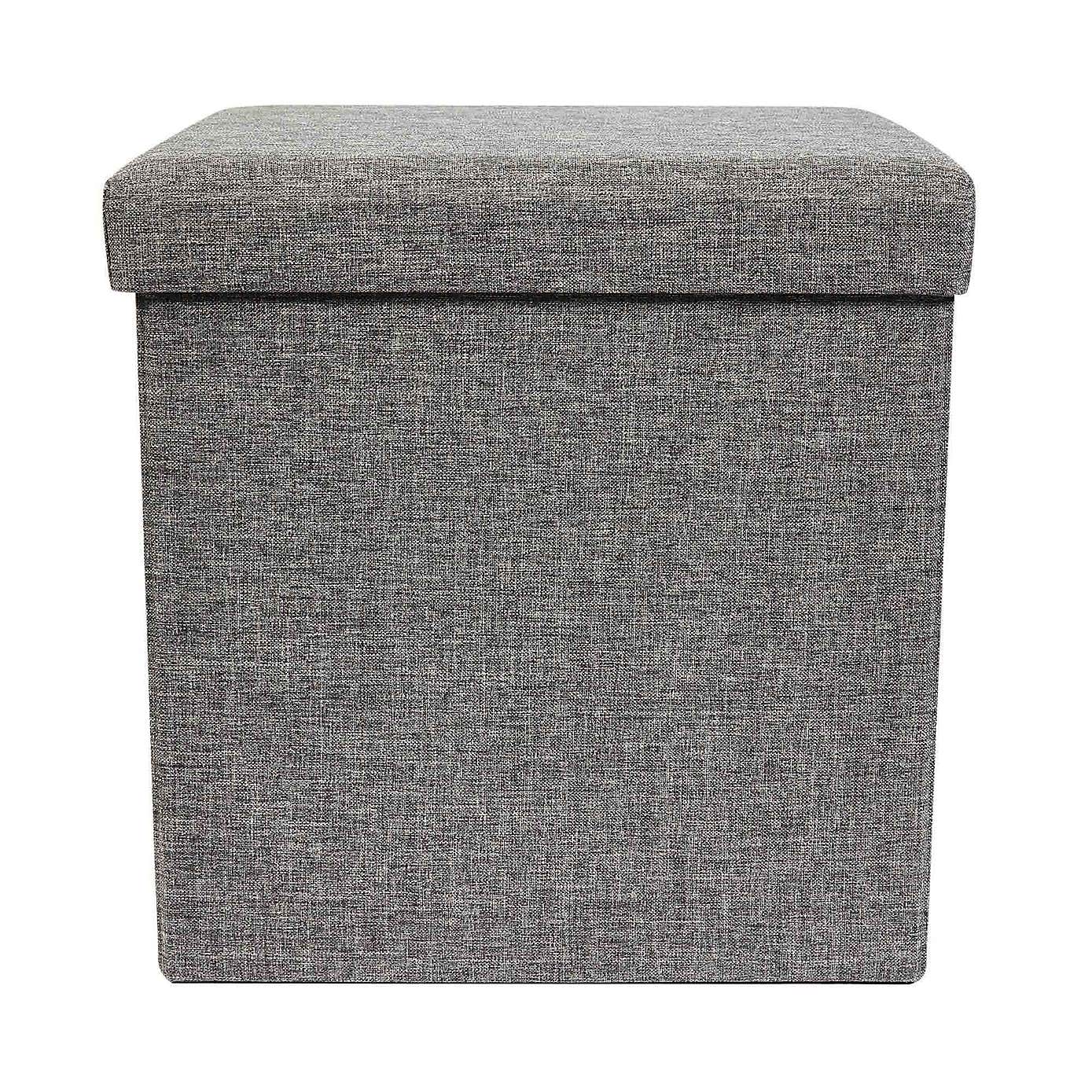Faux Linen Cube Ottoman
