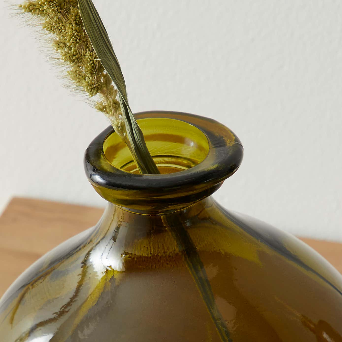 Recycled Glass Vase 18cm Olive