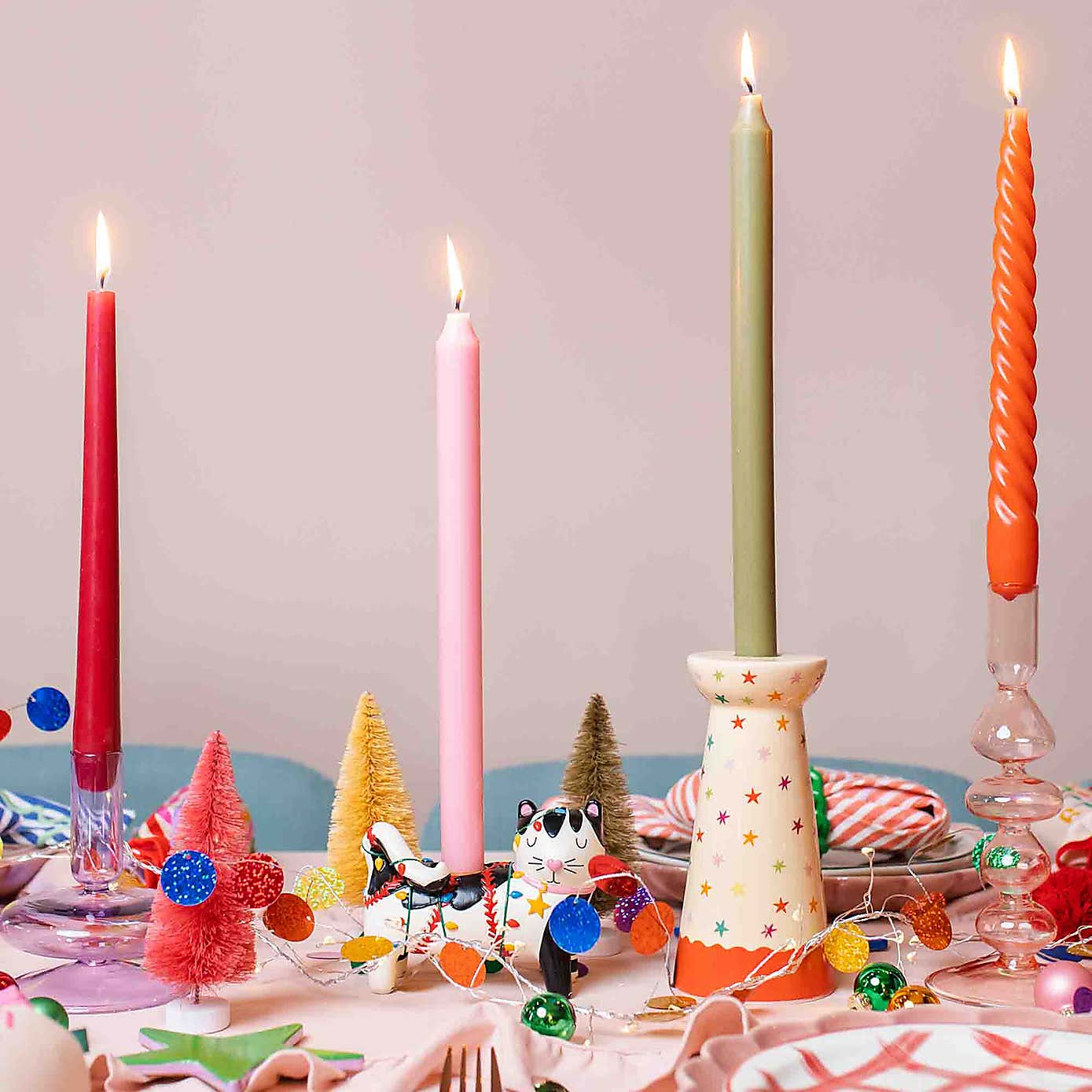 Raspberry Blossom Cat Shaped Candle Holder