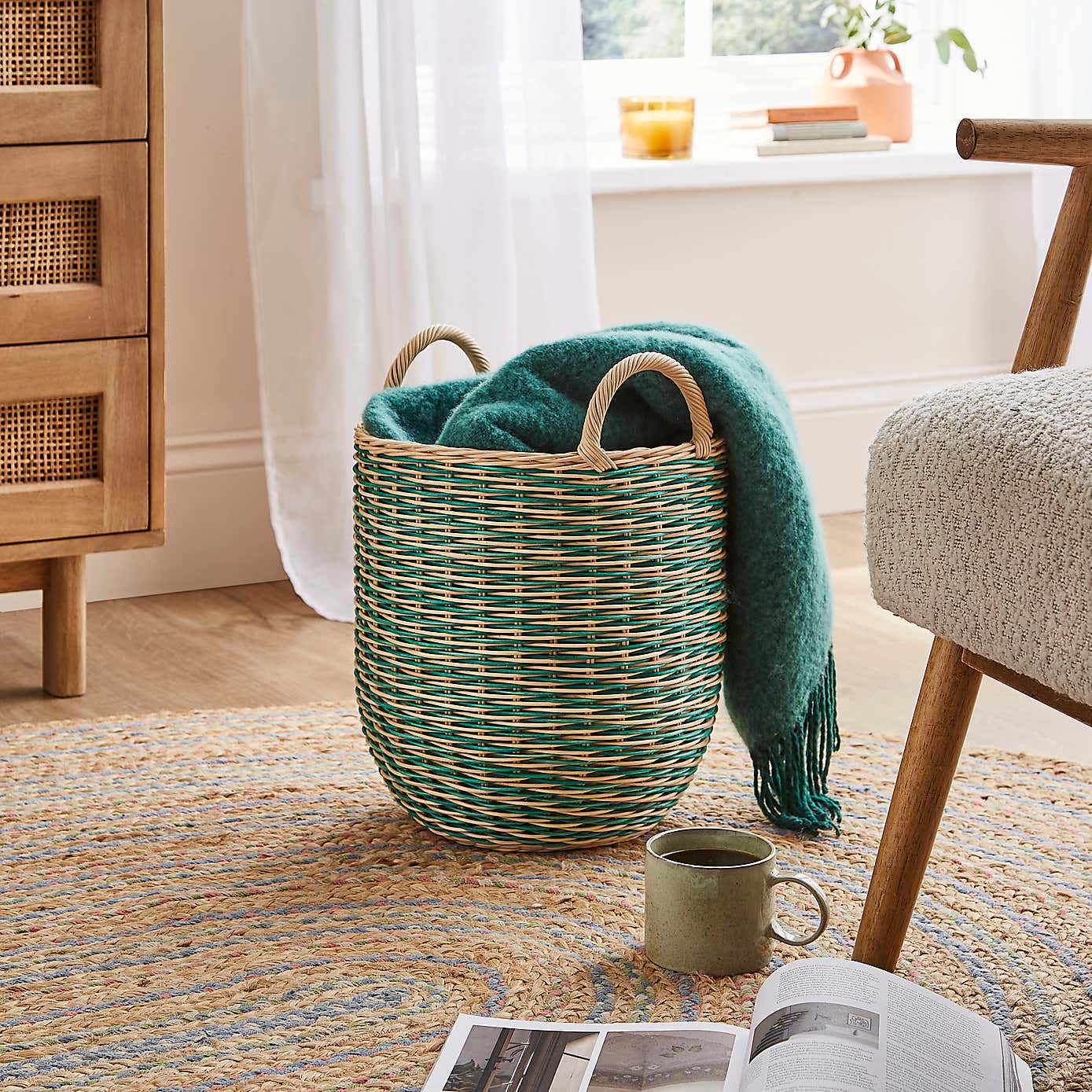 Round Woven Rattan Basket