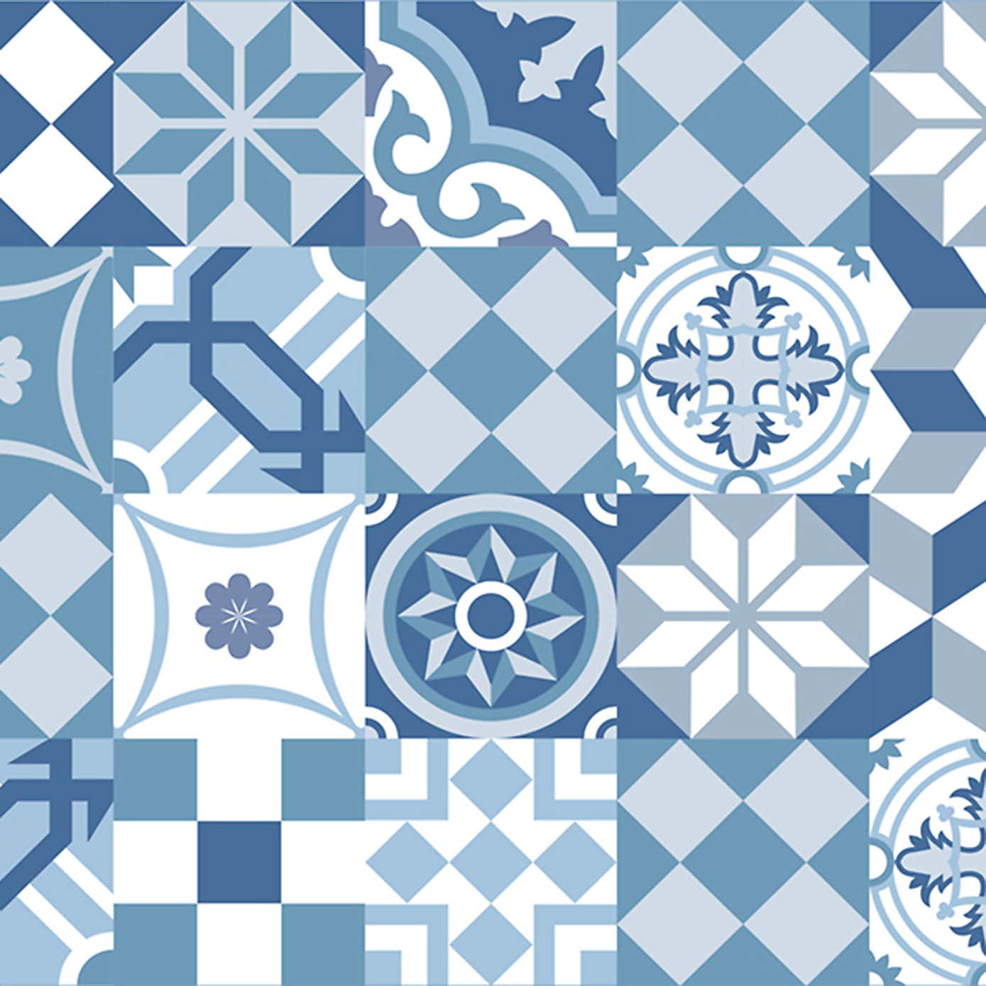 Blue Tiled Self Adhesive Backsplash Wallpaper