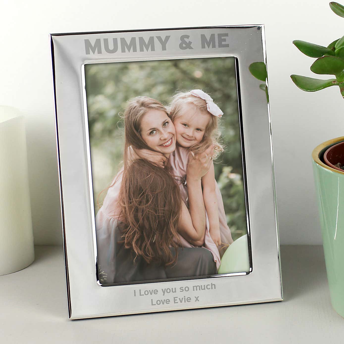 Personalised Silver Mummy and Me Portrait Photo Frame