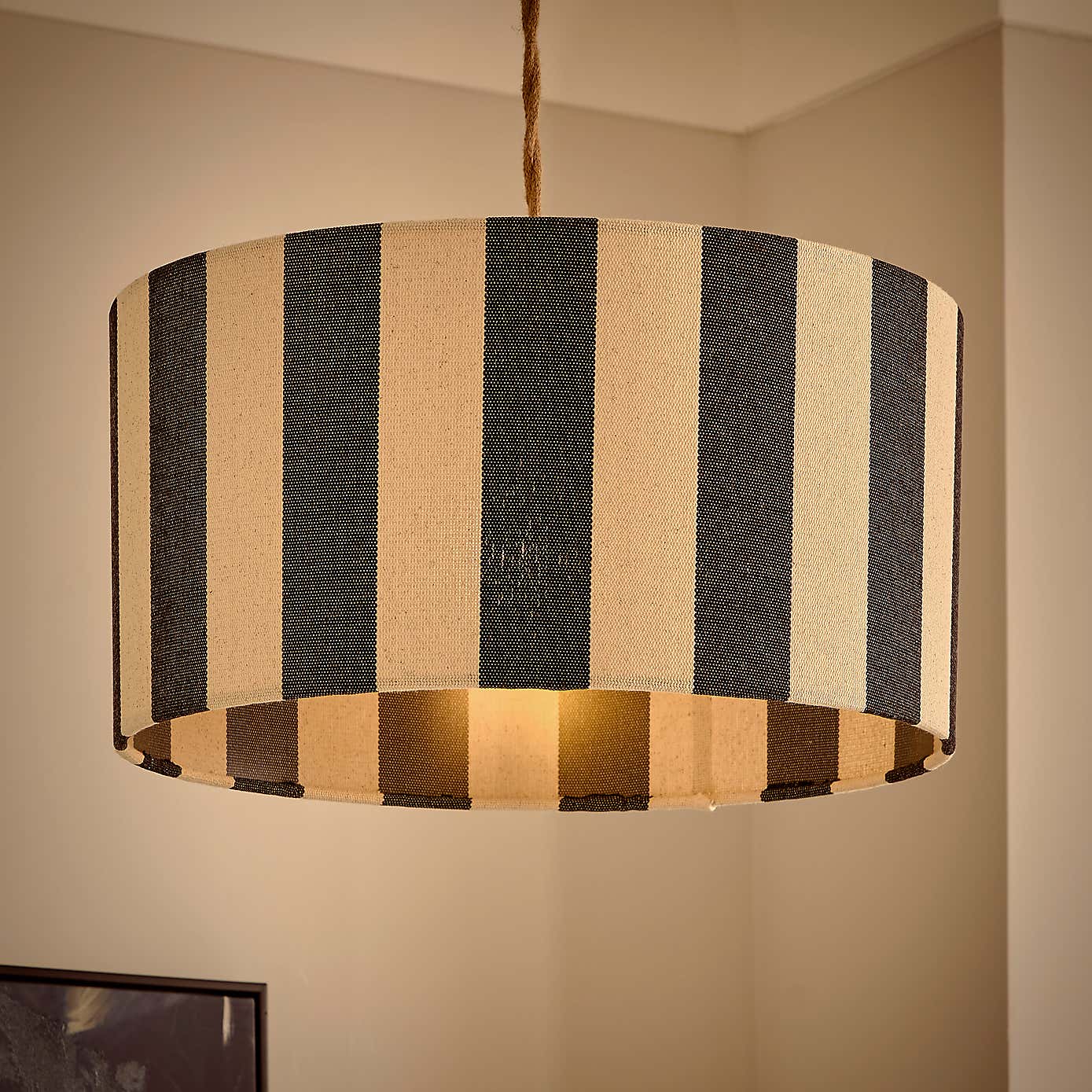 Beatrice Stripe Shallow Drum Lamp Shade