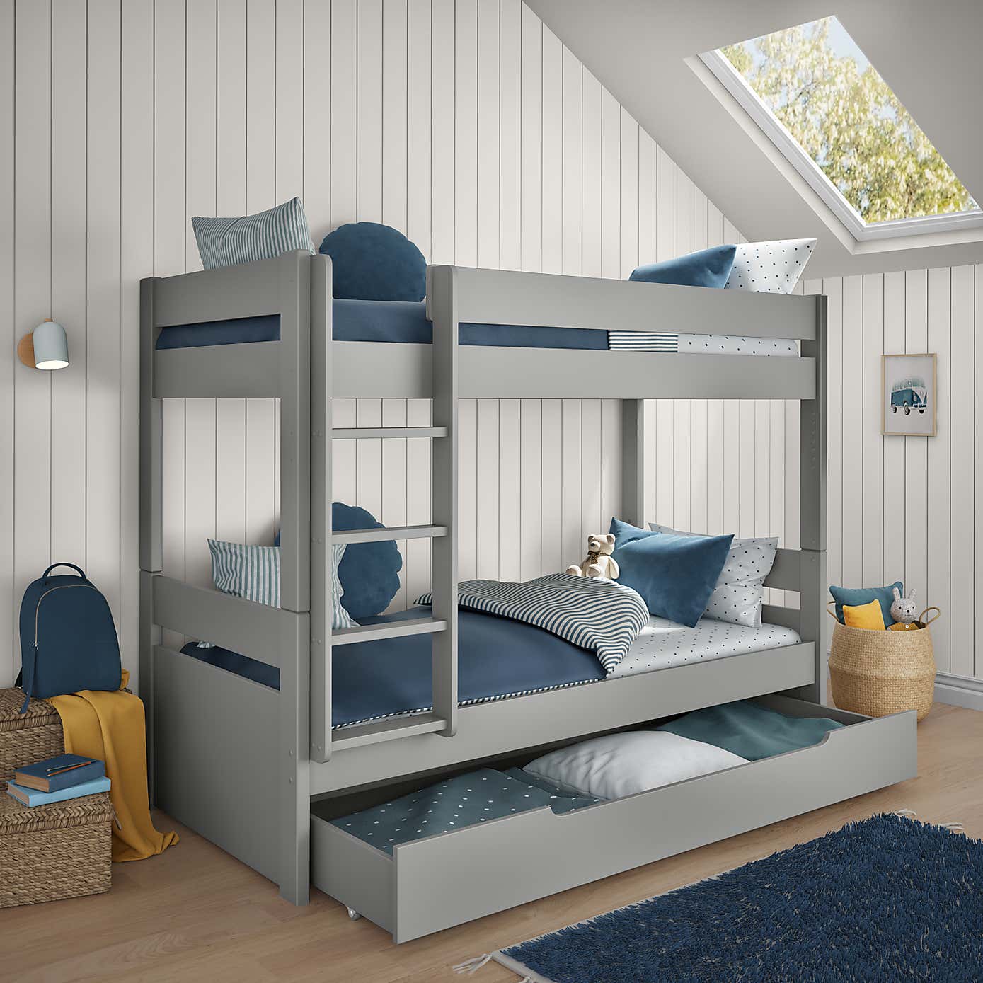 Stompa Uno Bunk Bed With Trundle Drawer, Pine