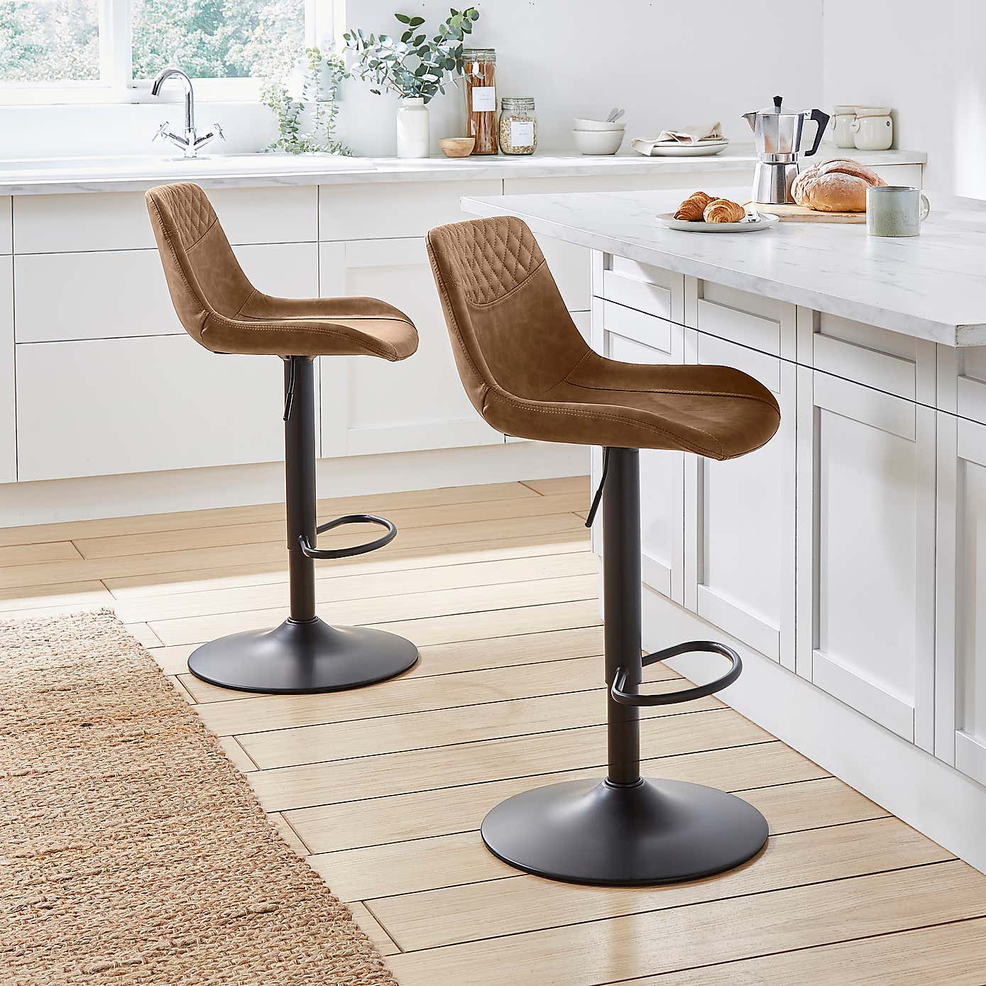 Walden Height Adjustable Bar Stool, Faux Leather