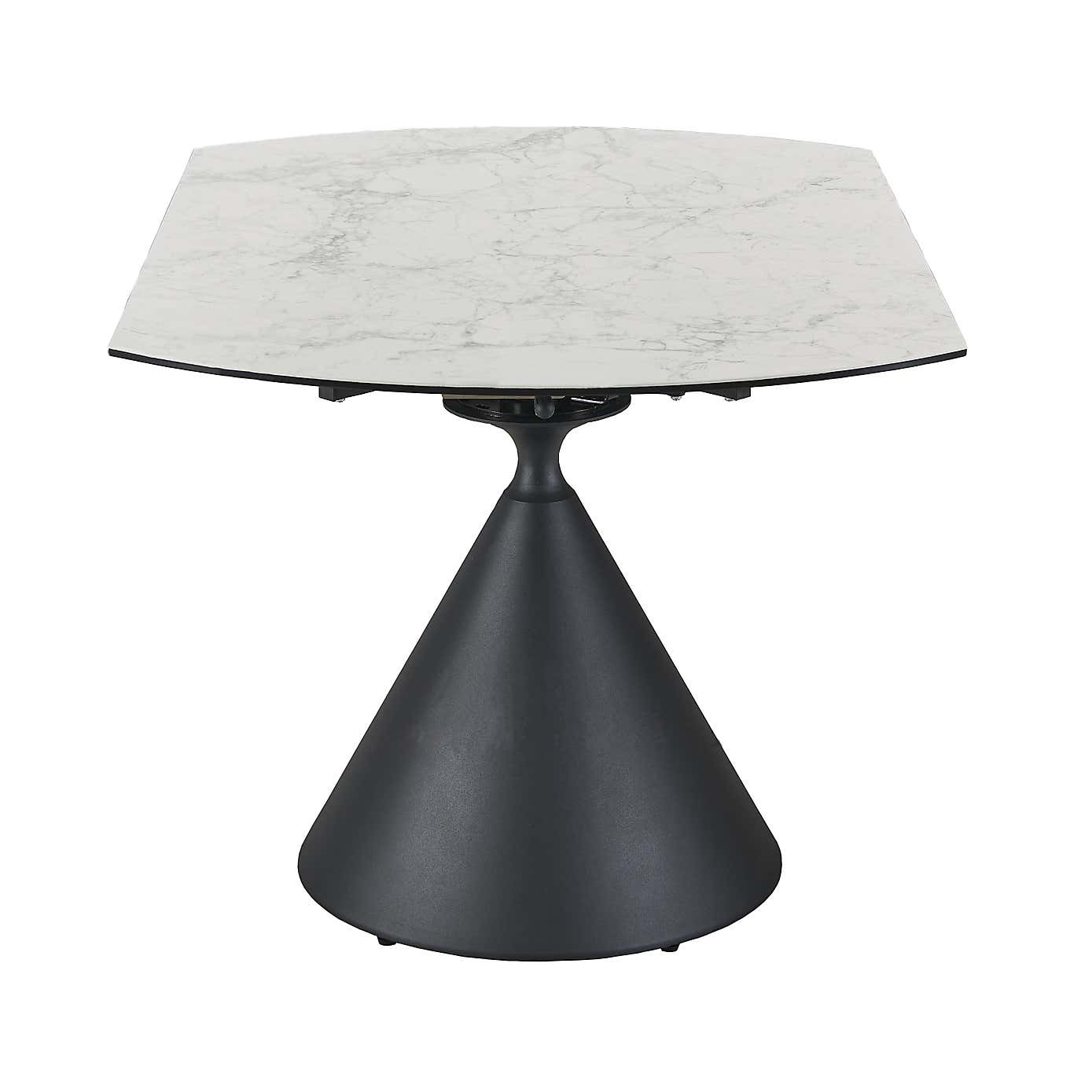 Indus Valley Camden 4-6 Seater Round Extendable Dining Table With 6 Pebble Taupe Dining Chairs