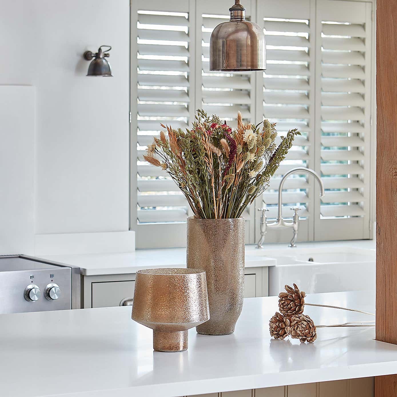 Opulent Tall Metallic Glass Vase