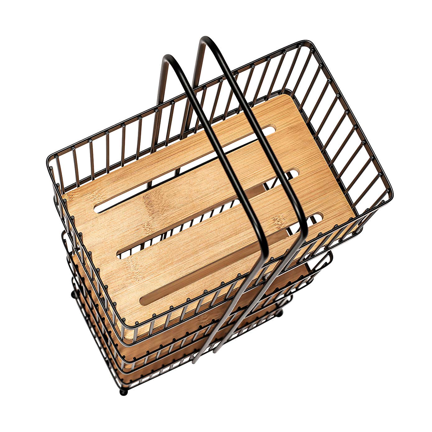 Black & Bamboo Free Standing 3 Tier Storage Caddy