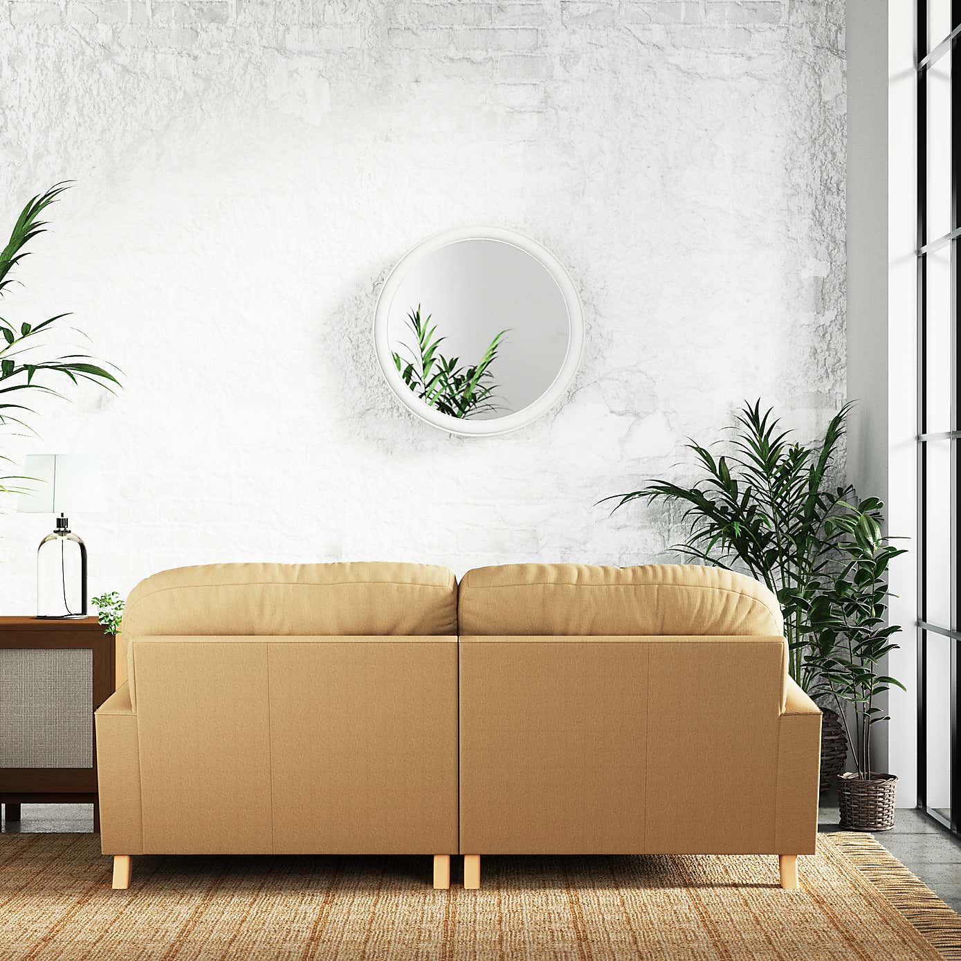 Martha Slub Faux Linen Corner Chaise Sofa