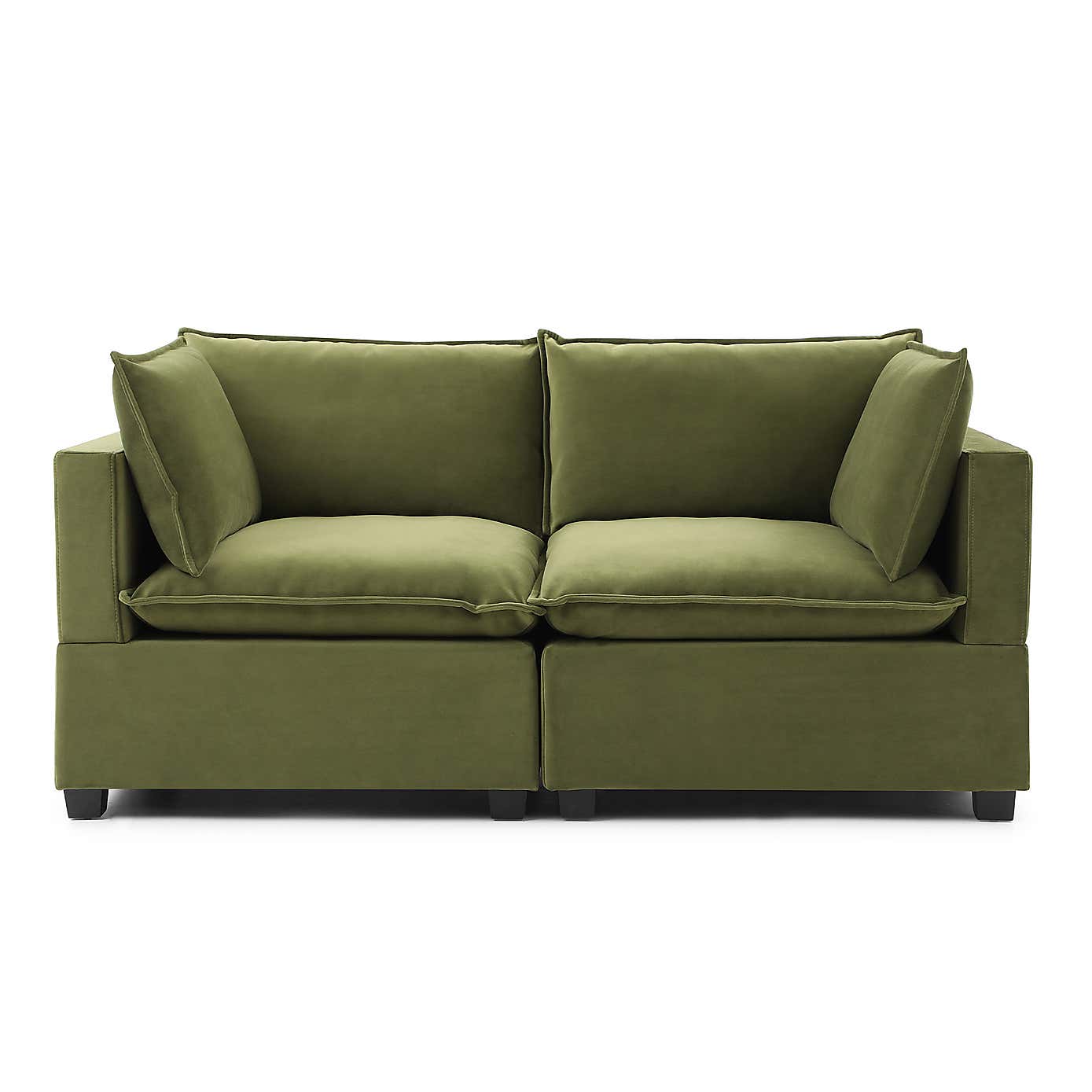 Moda 2 Seater Modular Sofa, Olive Velvet