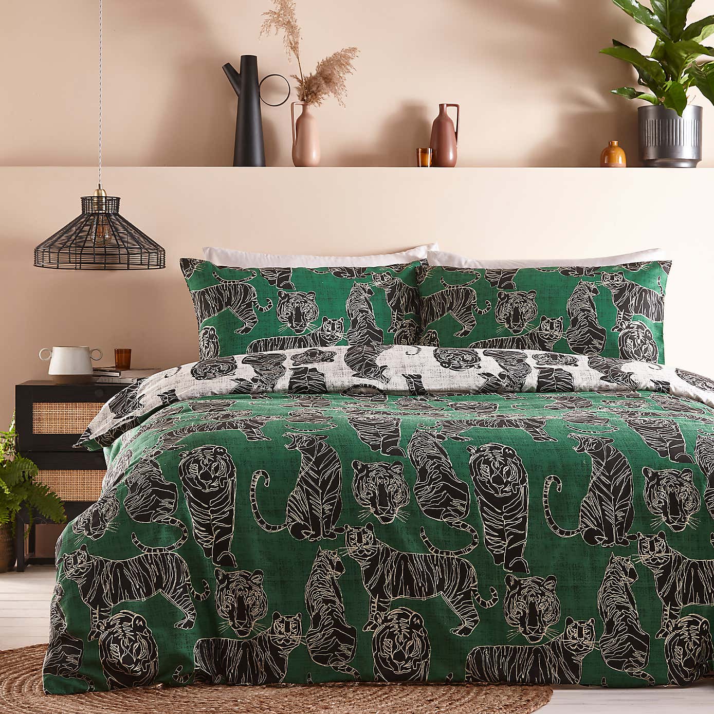 furn. Wildcat Duvet Cover Set Jungle Green