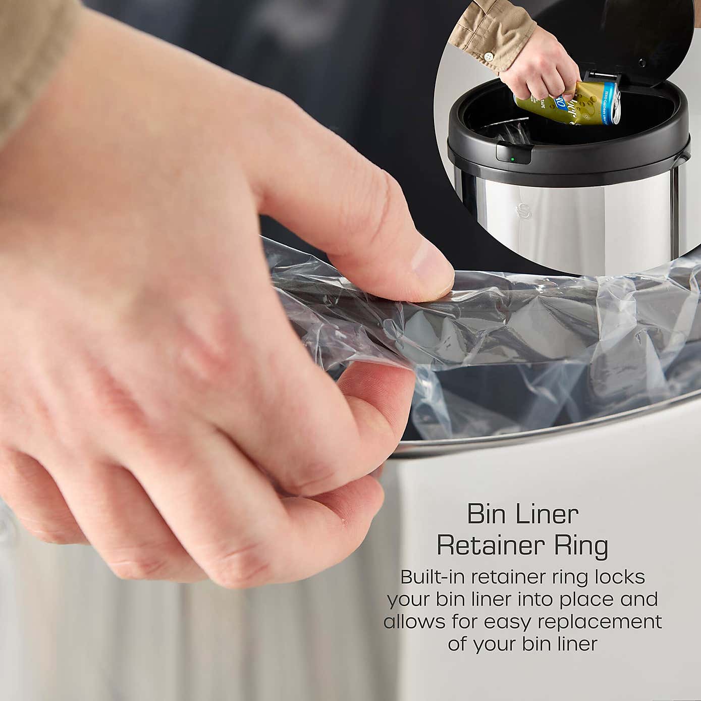 Swan 50L Round Sensor Bin