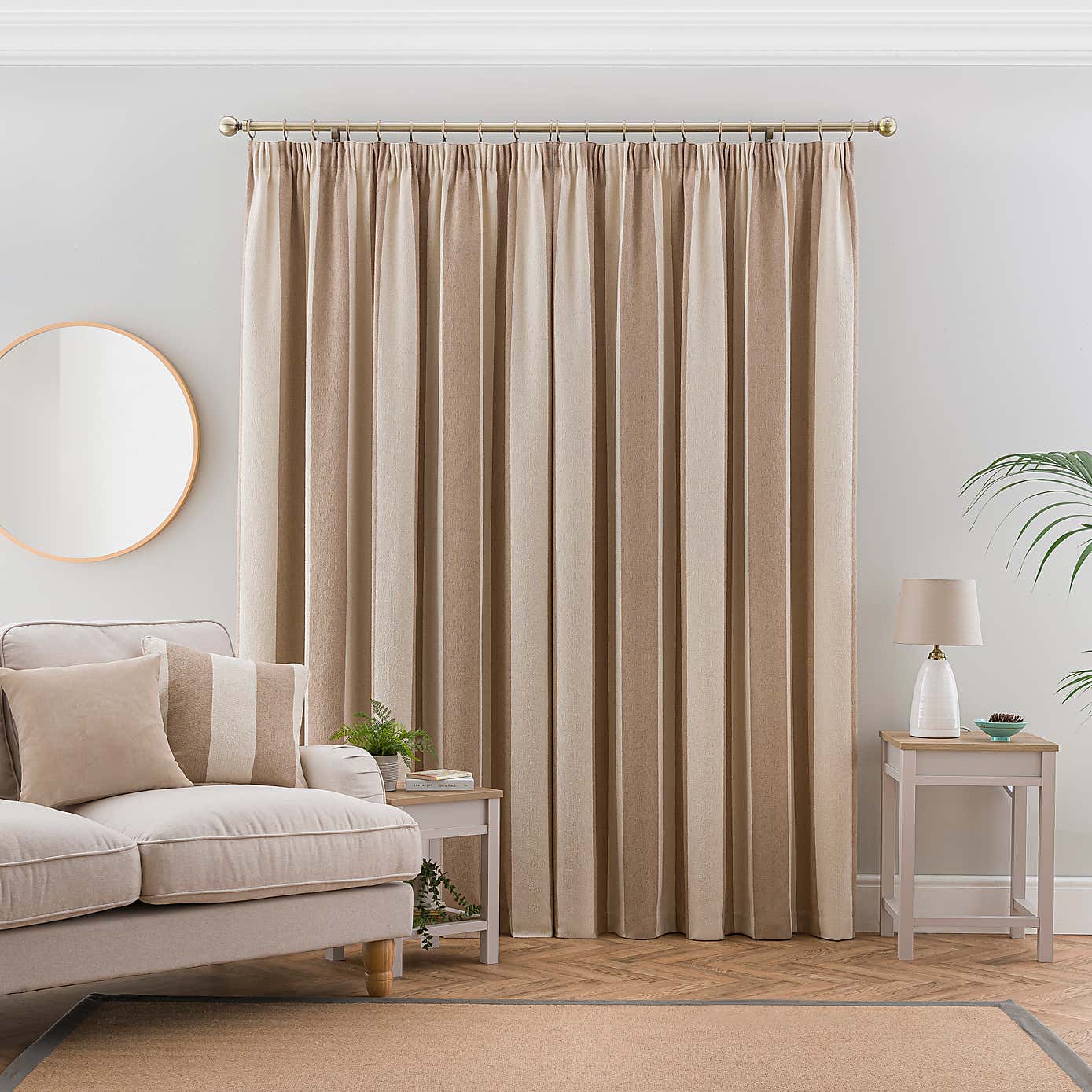 Boucle Stripe Pencil Pleat Curtains