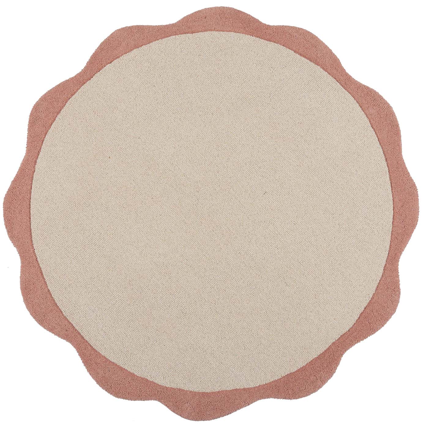 Bonnie Scallop Border Wool Round Rug