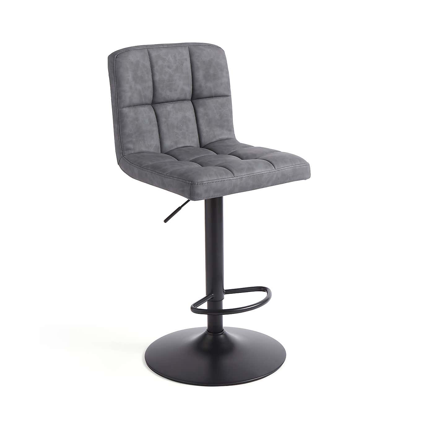 Jasmine Adjustable Height Swivel Bar Stool, Faux Leather