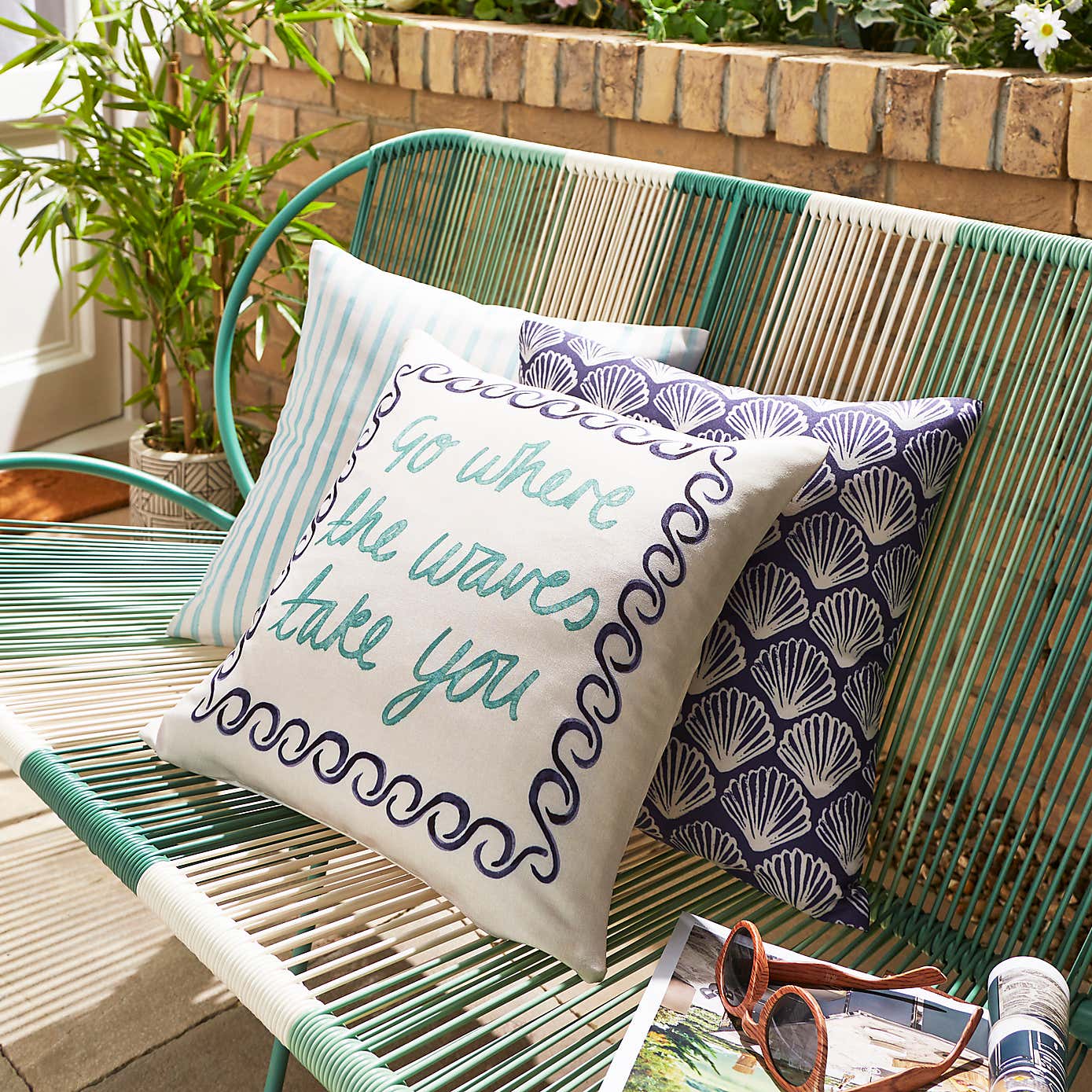Pack of 3 Summer Breeze Outdoor Square Cushion Covers