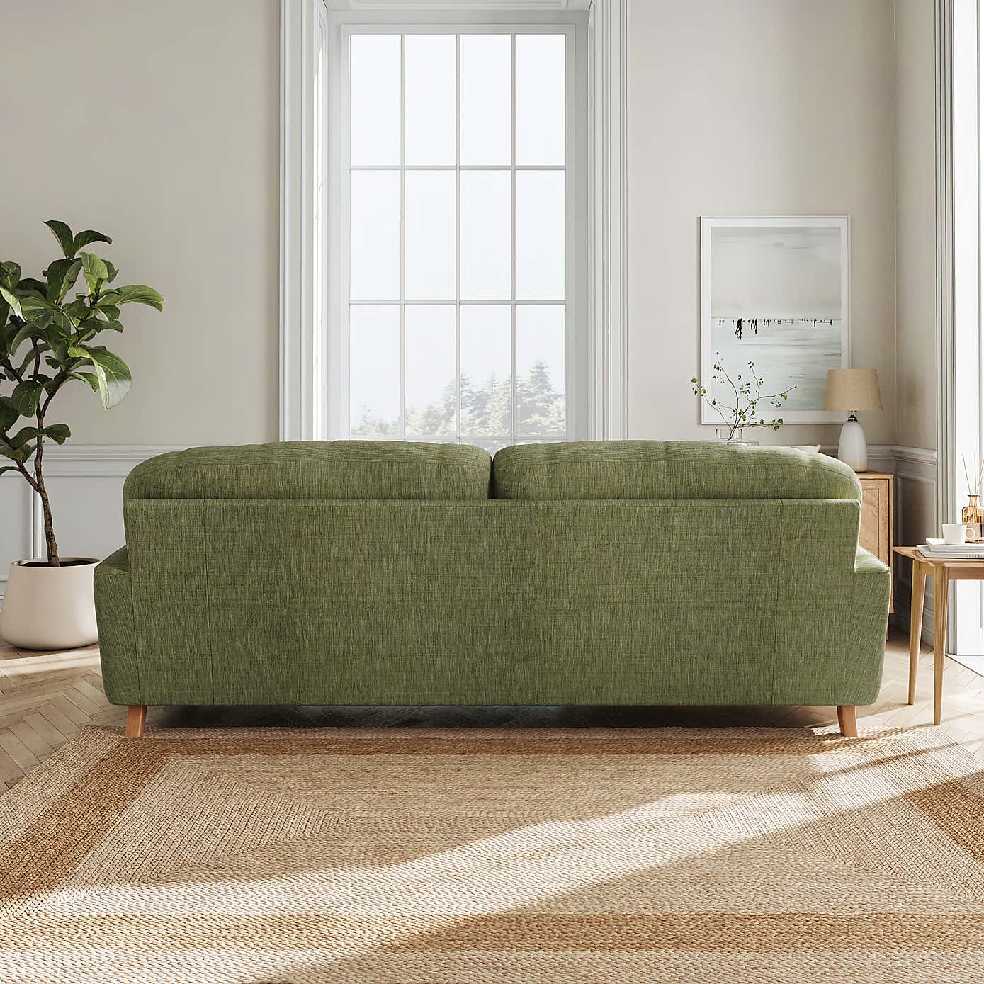 Martha Slub Faux Linen 4 Seater Sofa