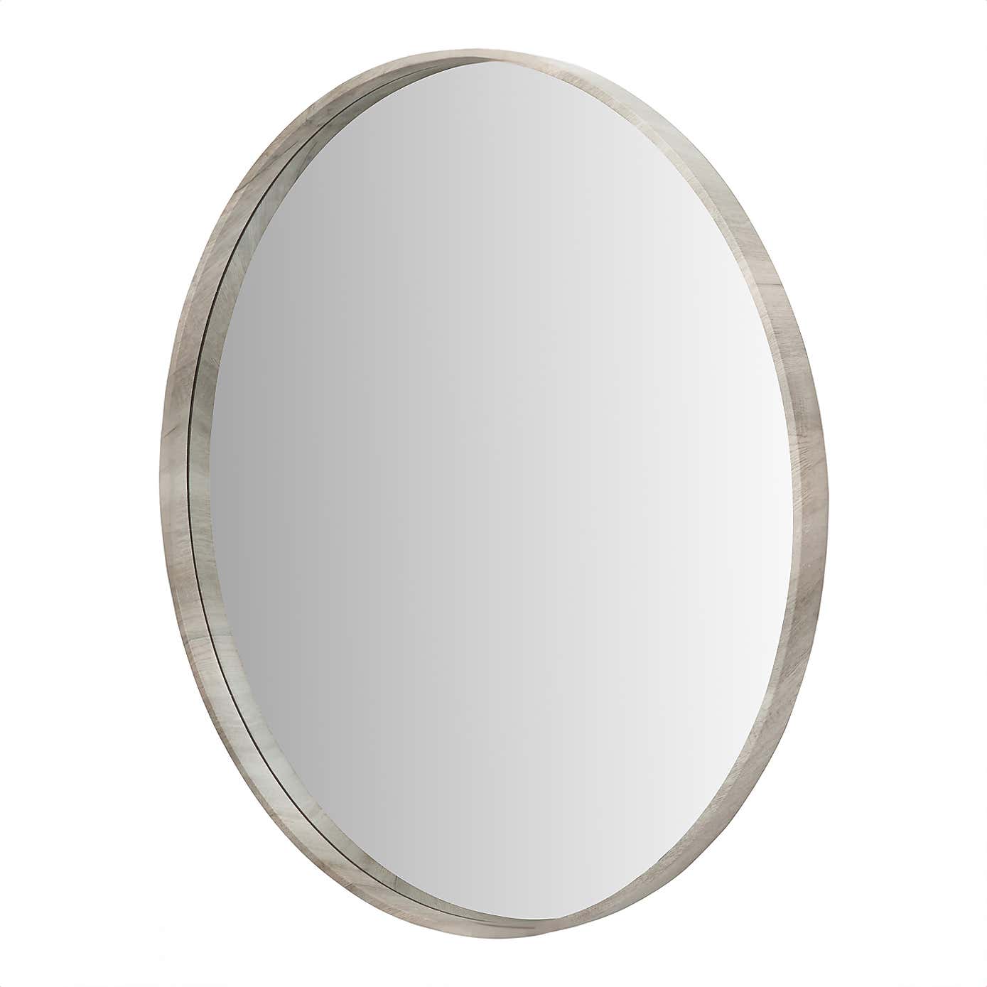 Wood Round Mirror
