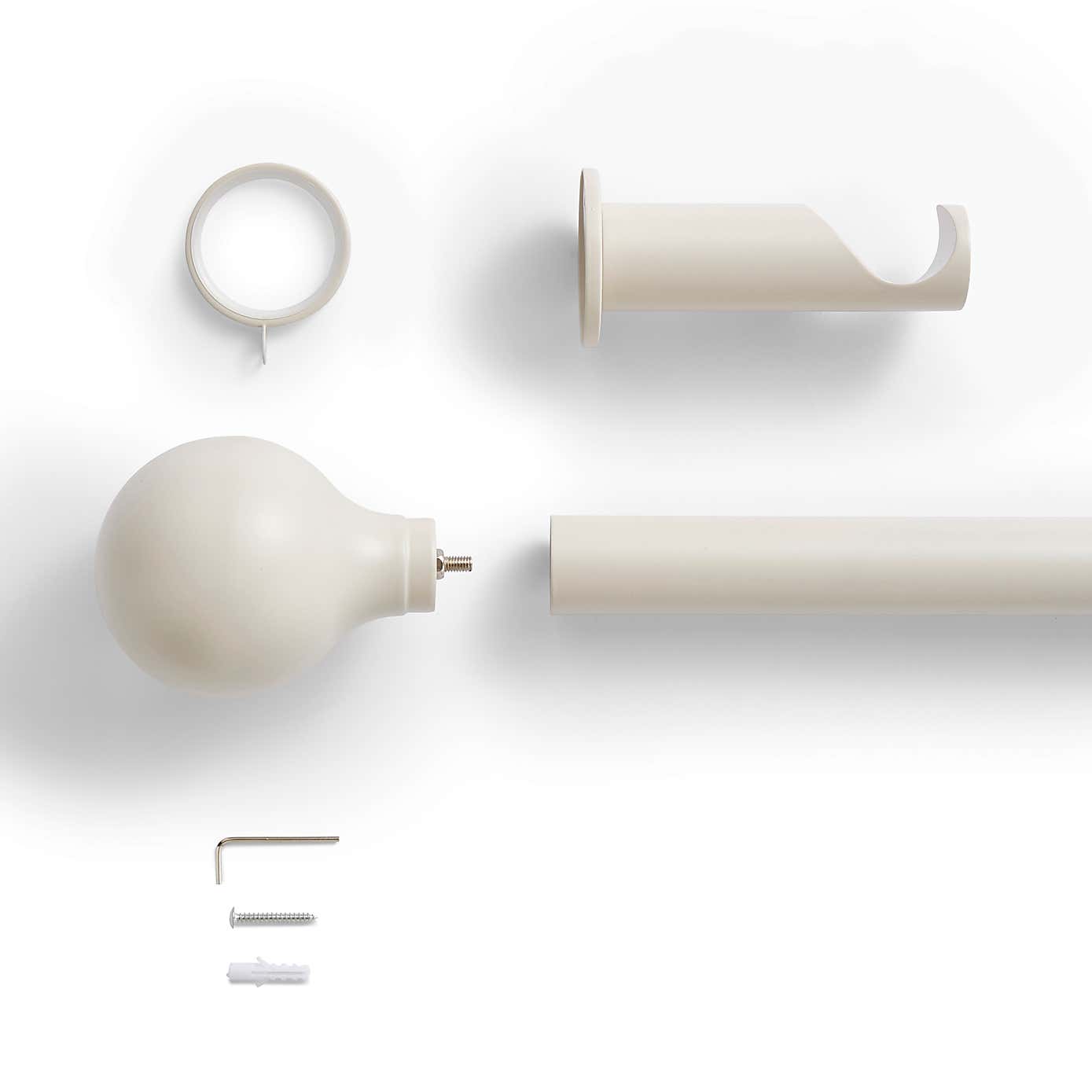 Contemporary Ball Fixed Metal Curtain Pole with Rings