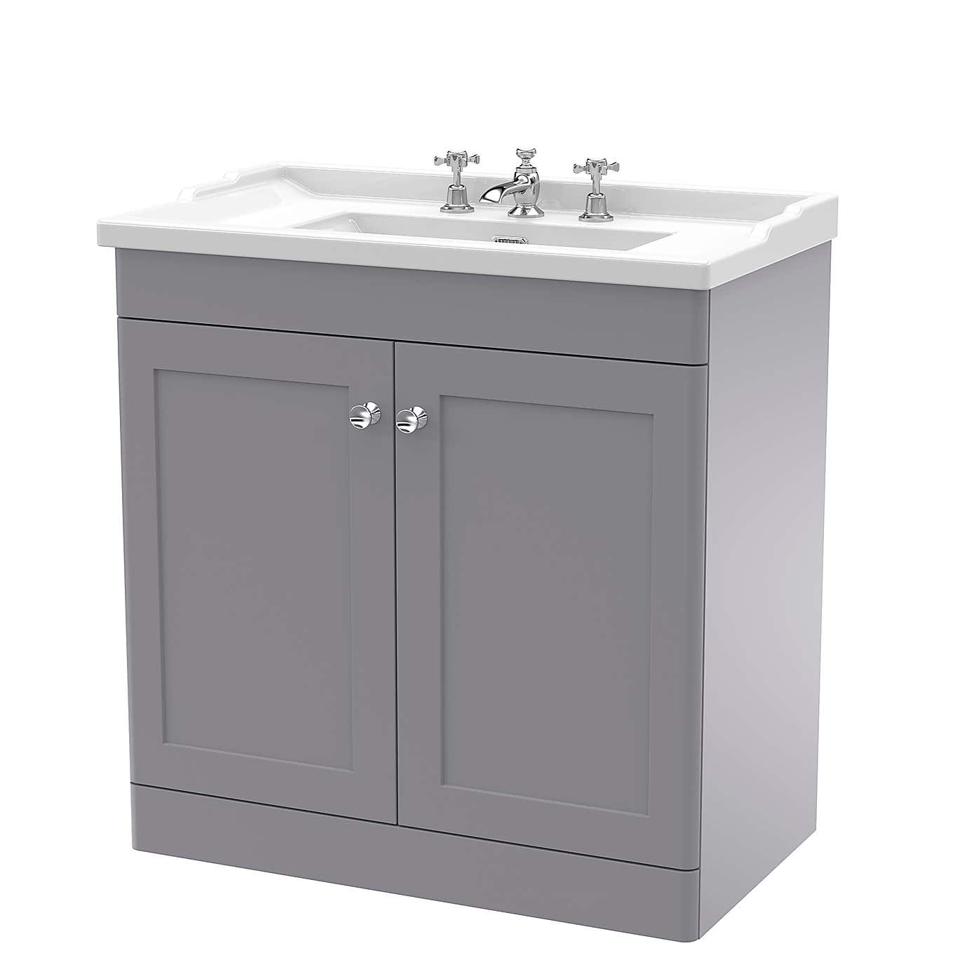 Classique Floor Standing 2 Door Vanity Unit with Ceramic Basin