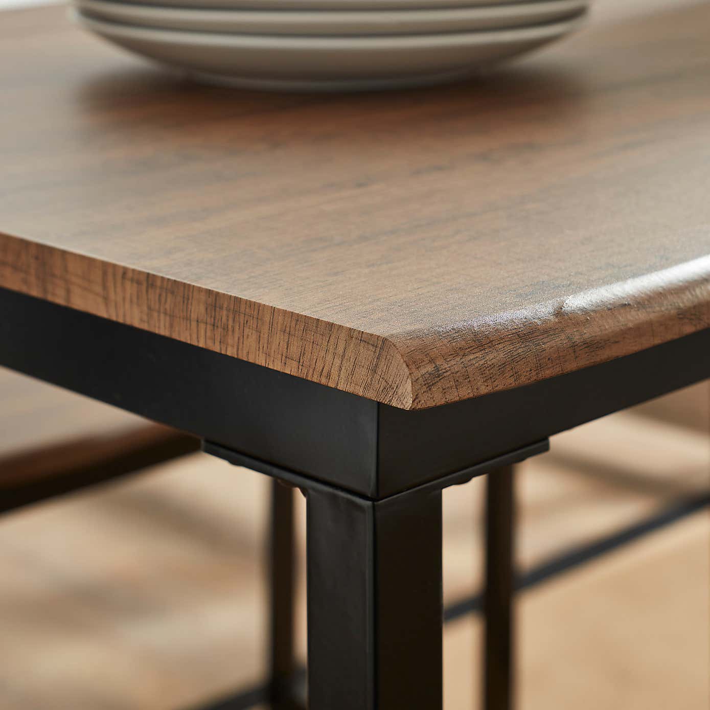 Ronan Wave Edge Dining Table and Bench Set