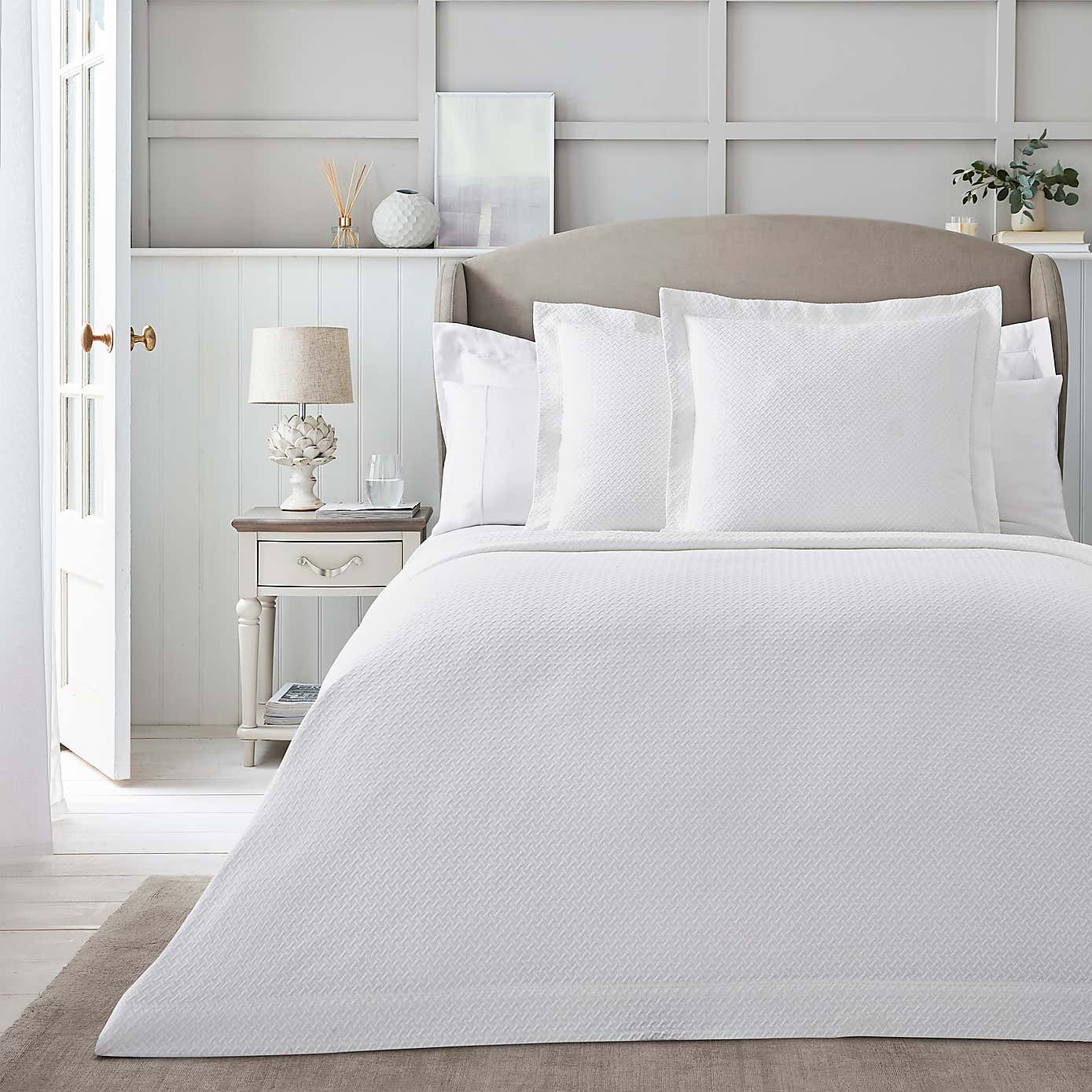 Dorma Purity Cardinham 100% Cotton White Continental Pillowcase