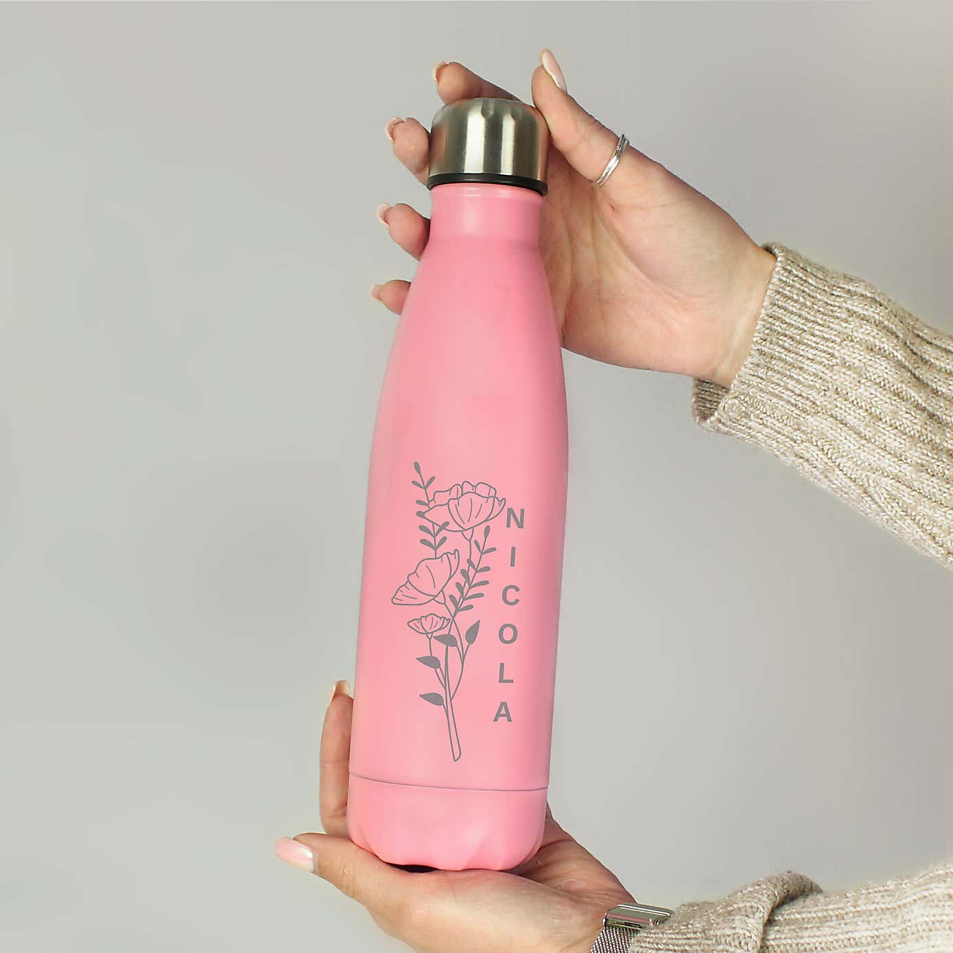 Personalised Floral Metal Insulated Drinks Bottle
