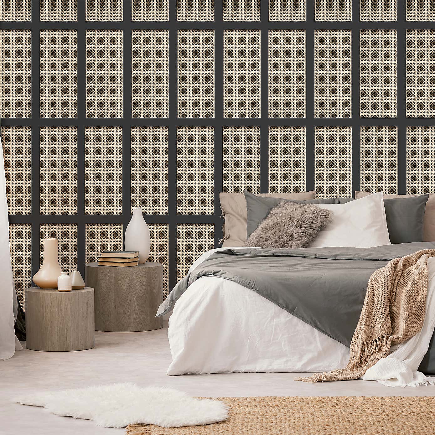 Cane Panel Panelling Wallpaper