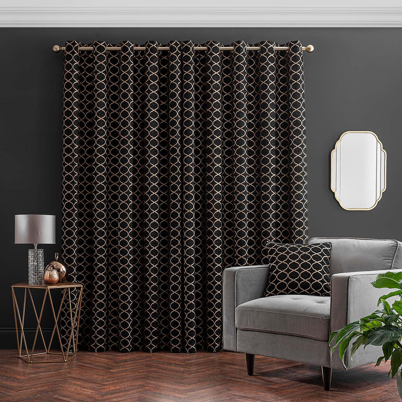 Chenille Ogee Eyelet Curtains