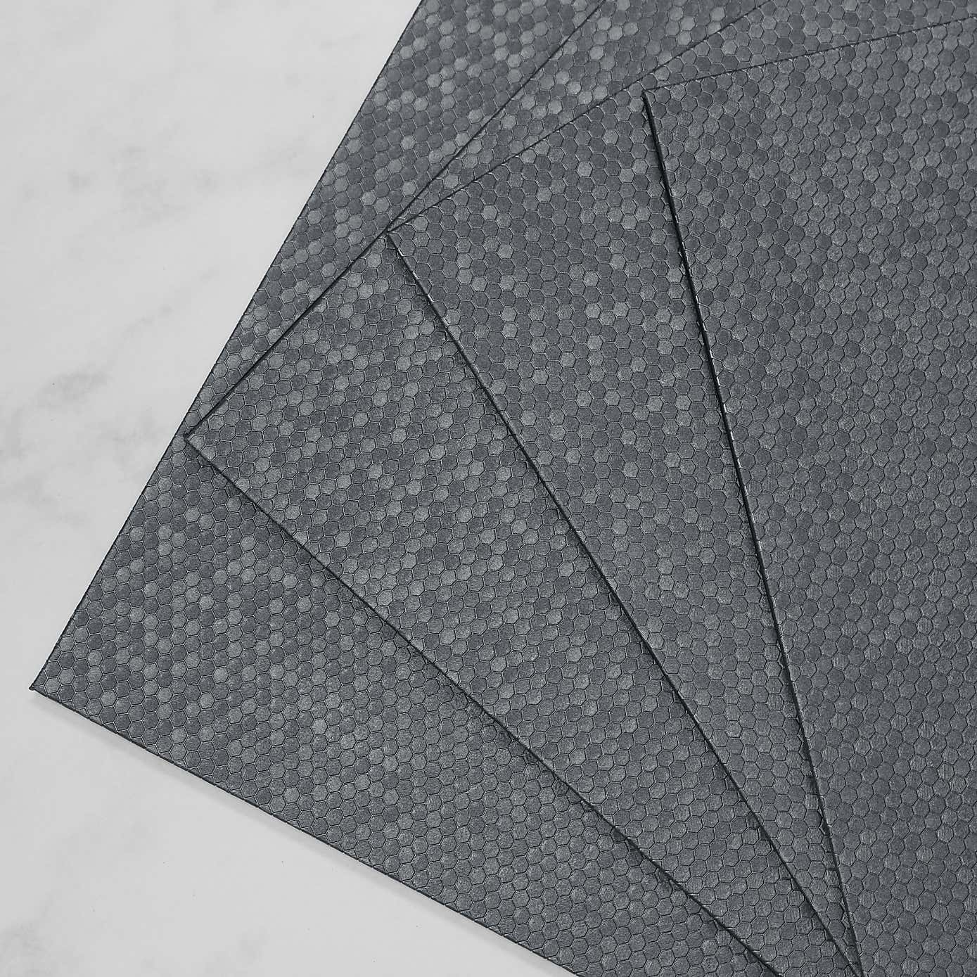 Set of 4 Silver Honeycomb Faux Leather Placemats