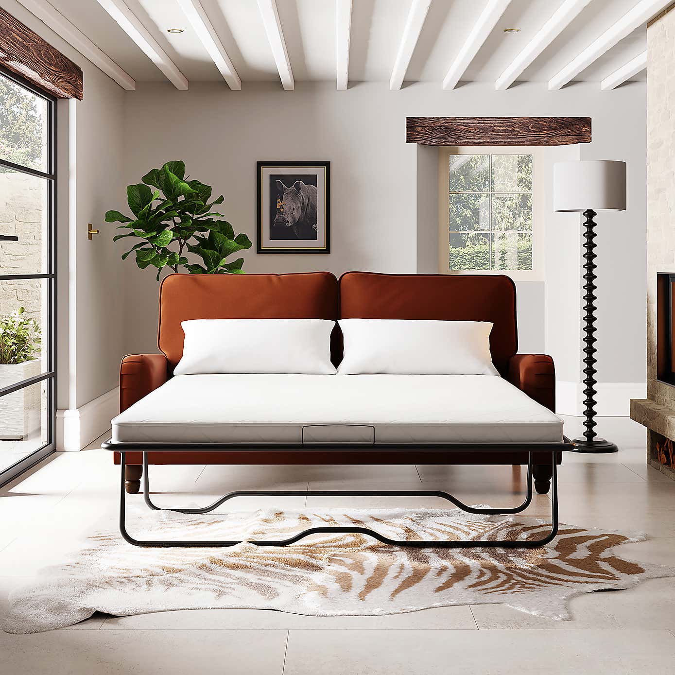 Beatrice Matte Velvet 3 Seater Double Sofa Bed